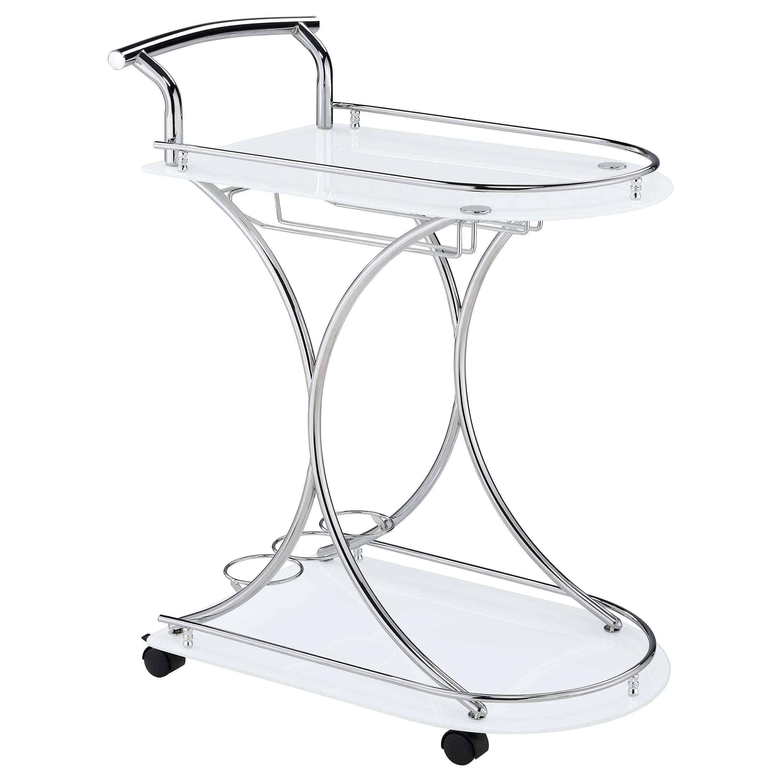 Elfman 2-tier Glass Shelf Metal Bar Cart - Image 4