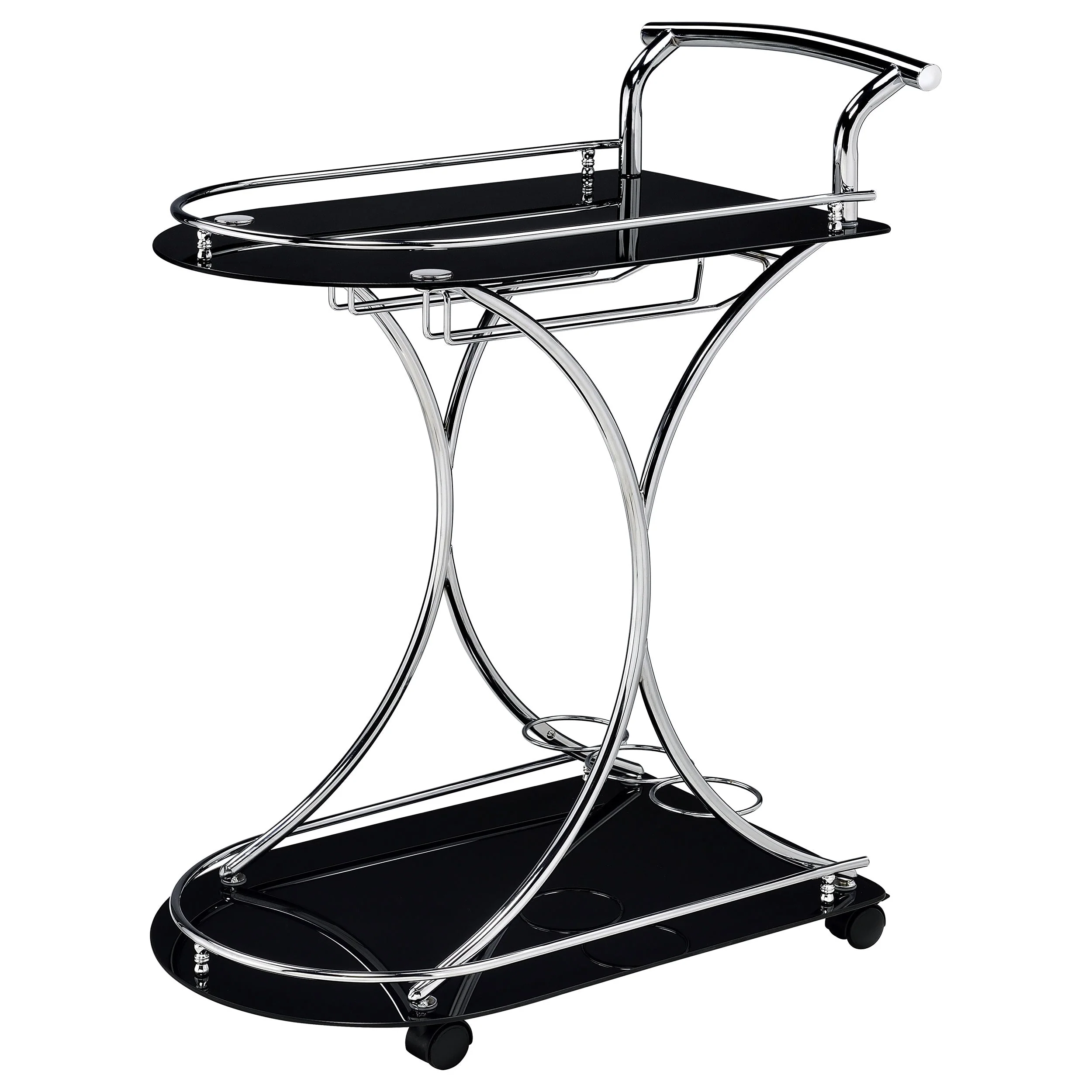 Elfman 2-tier Glass Shelf Metal Bar Cart - Image 9