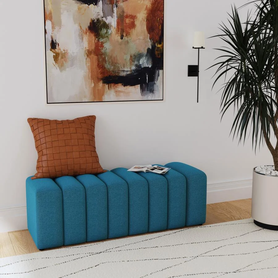 Summer Fabric Upholstered Tufted Accent Bench - Image 2