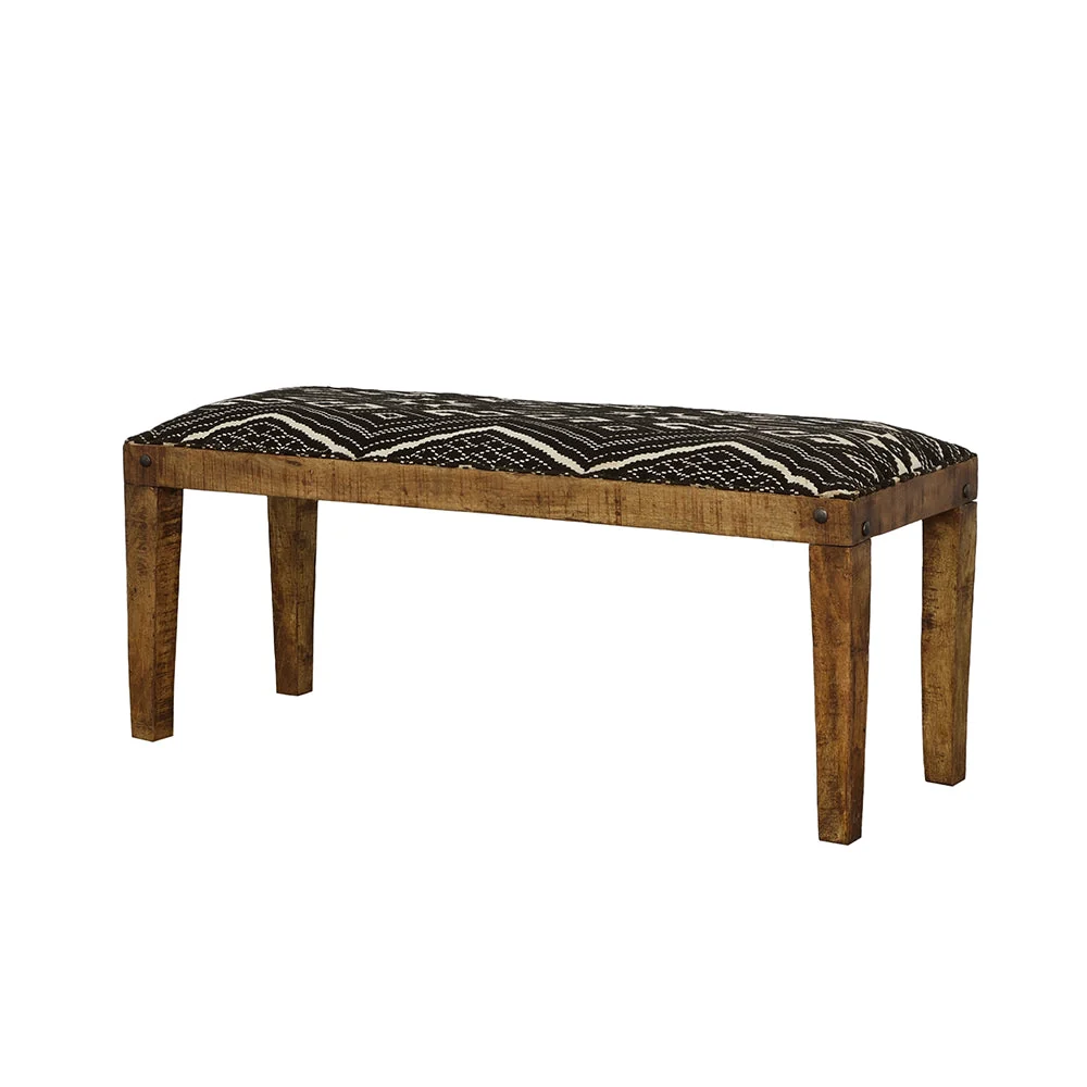 Lamont Fabric Upholstered Accent Bench Black and Natural - Image 5