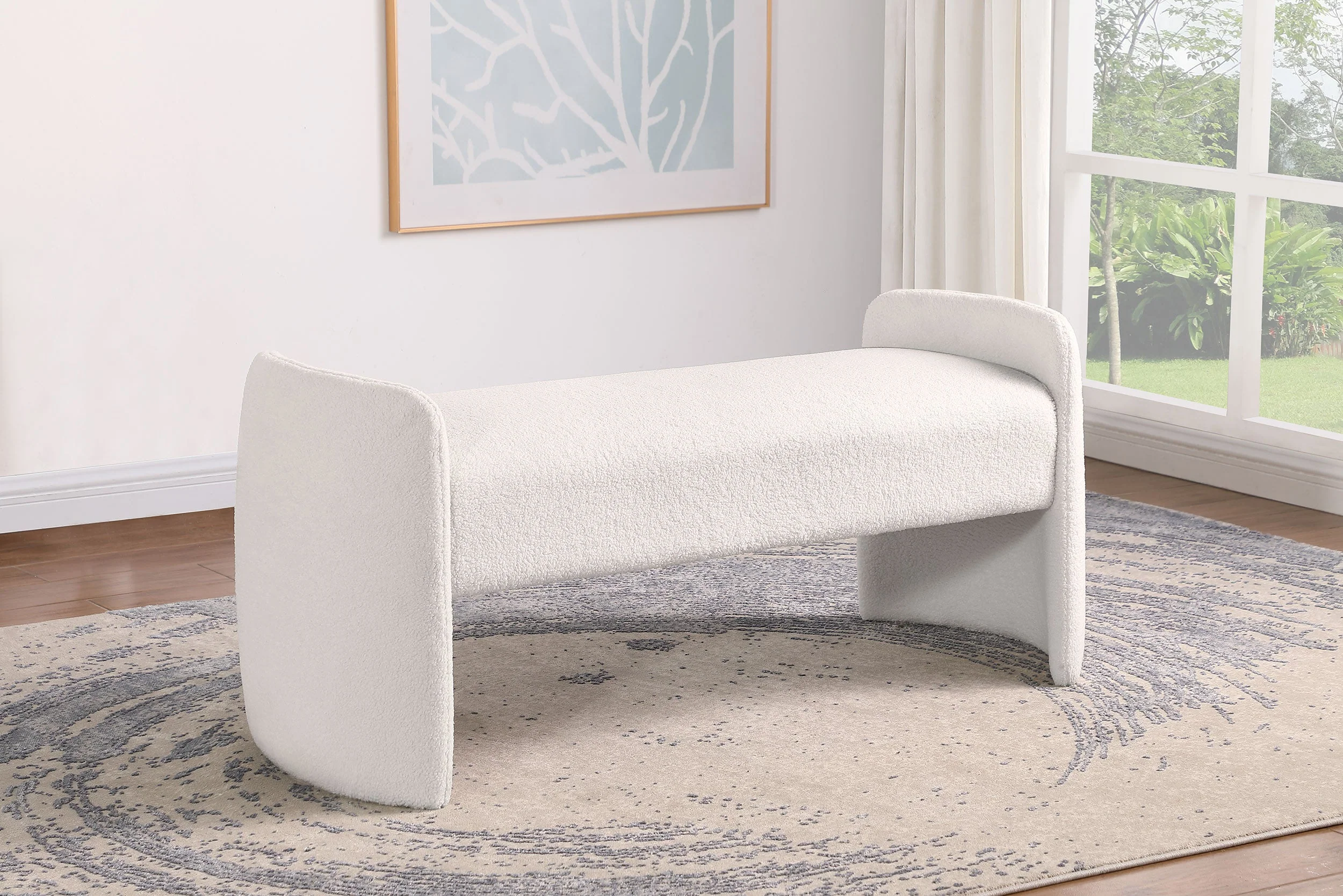 Peoria Velvet Upholstered Accent Bench Ivory - Image 3
