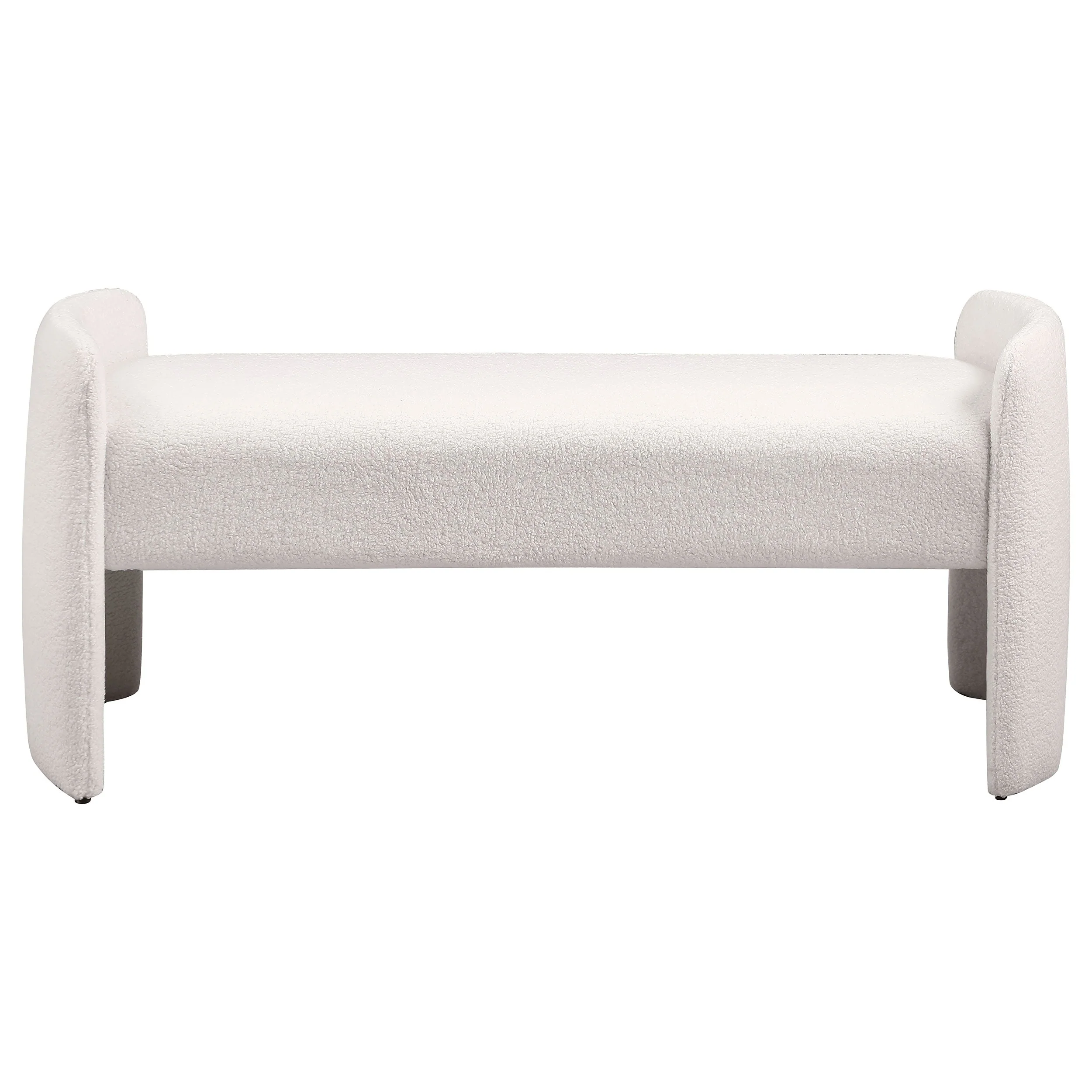 Peoria Velvet Upholstered Accent Bench Ivory - Image 4