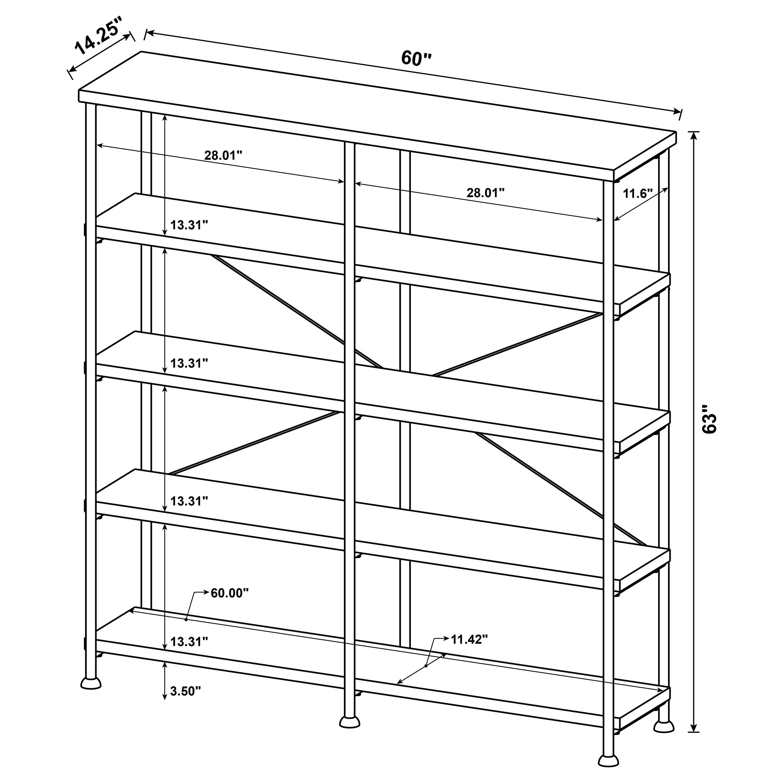 Analiese 63-inch 4-shelf Double Bookshelf - Image 20