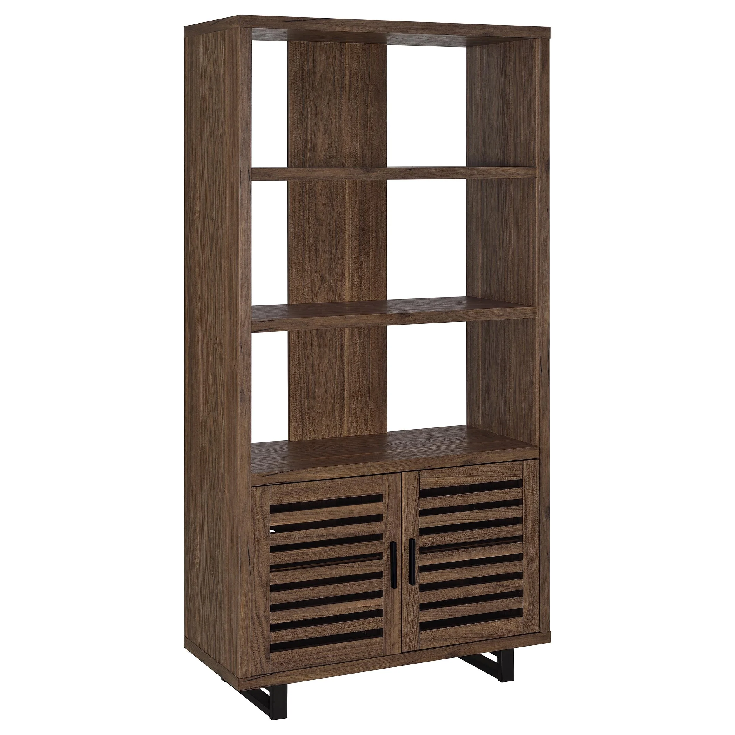 Maddox 71-inch 3-shelf Cabinet Bookcase Walnut - Image 2