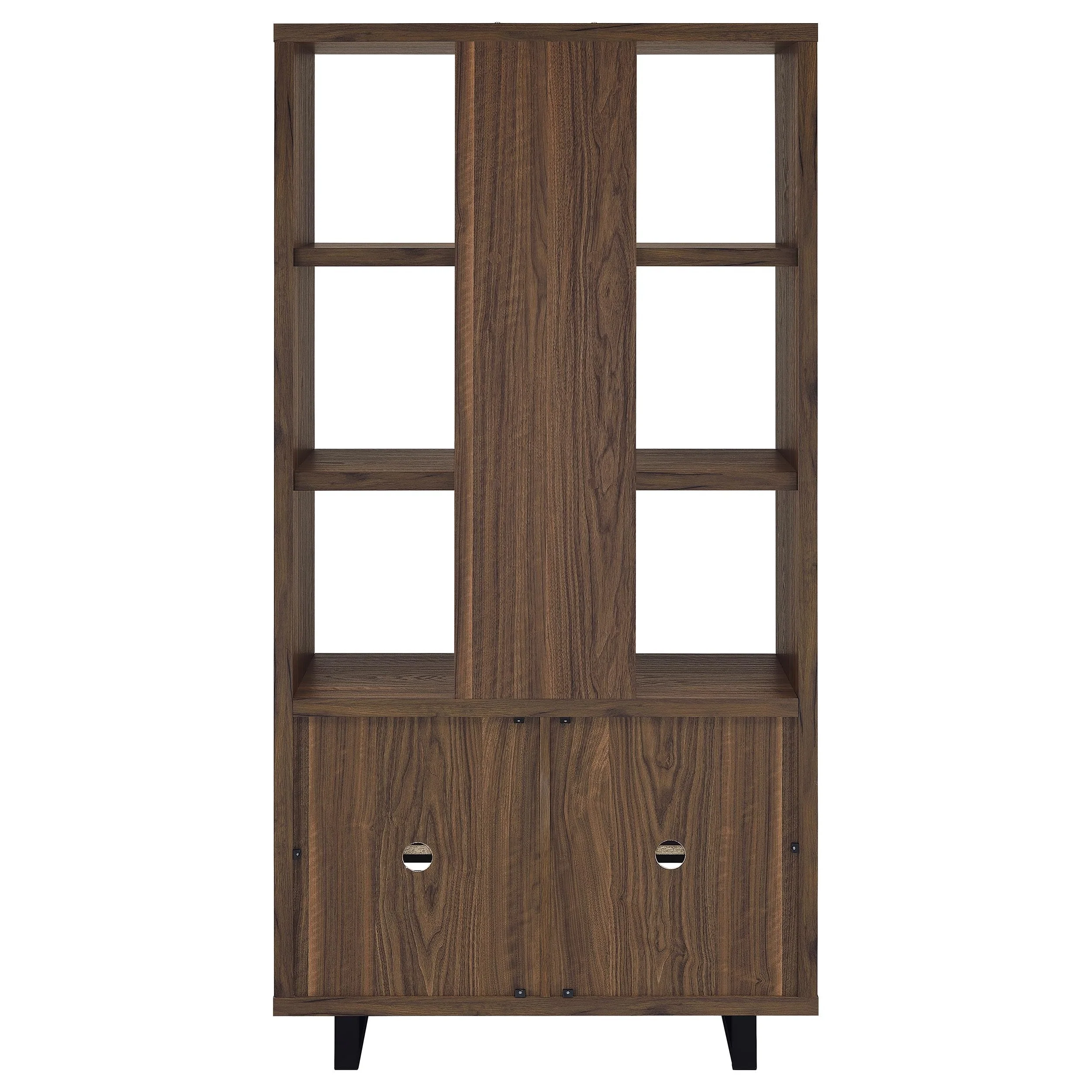 Maddox 71-inch 3-shelf Cabinet Bookcase Walnut - Image 9