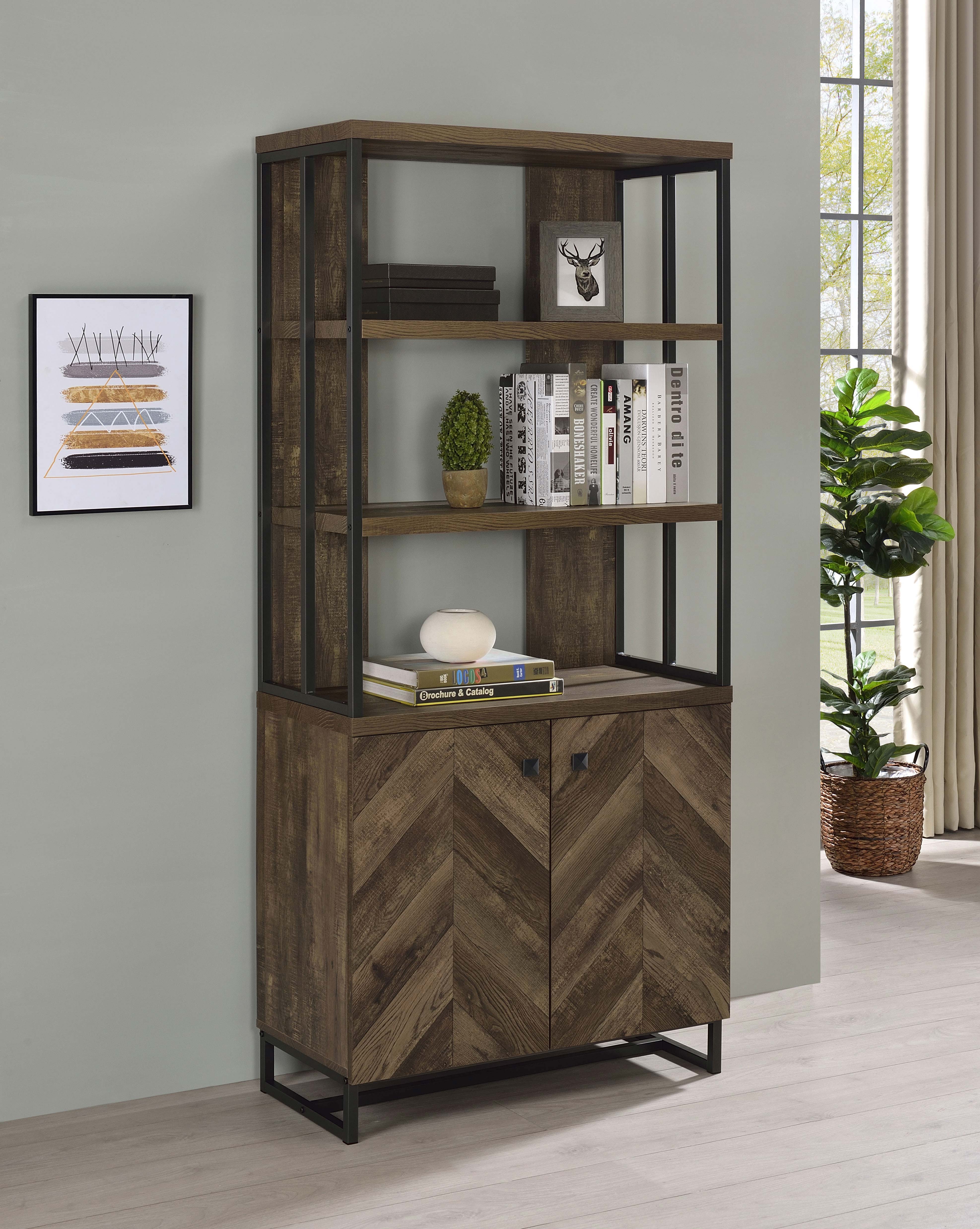 Millbrook 71-inch 2-door Storage Bookshelf Rustic Oak - Image 3