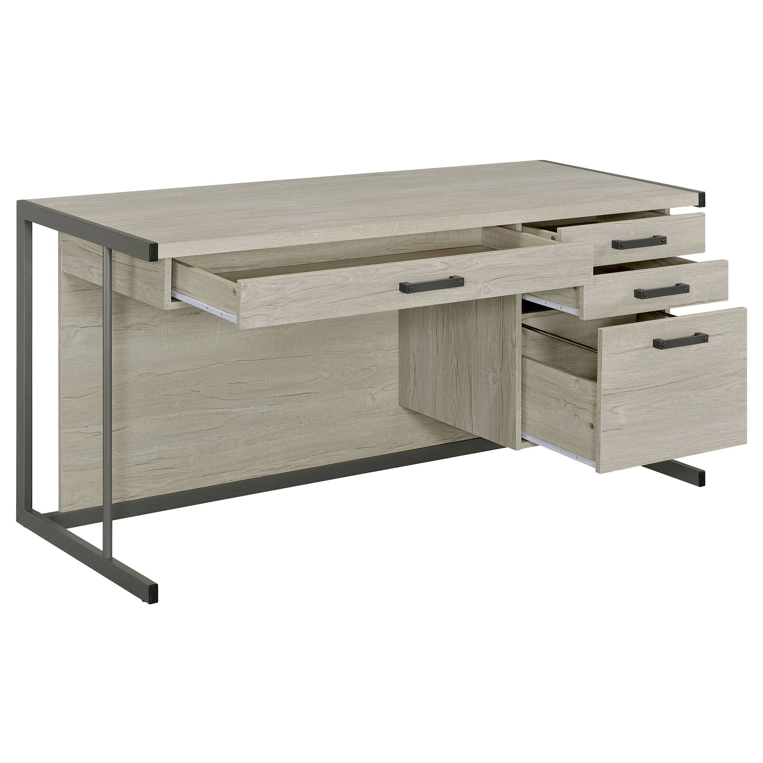 Loomis 60-inch 4-drawer Computer Desk Whitewashed Grey - Image 4