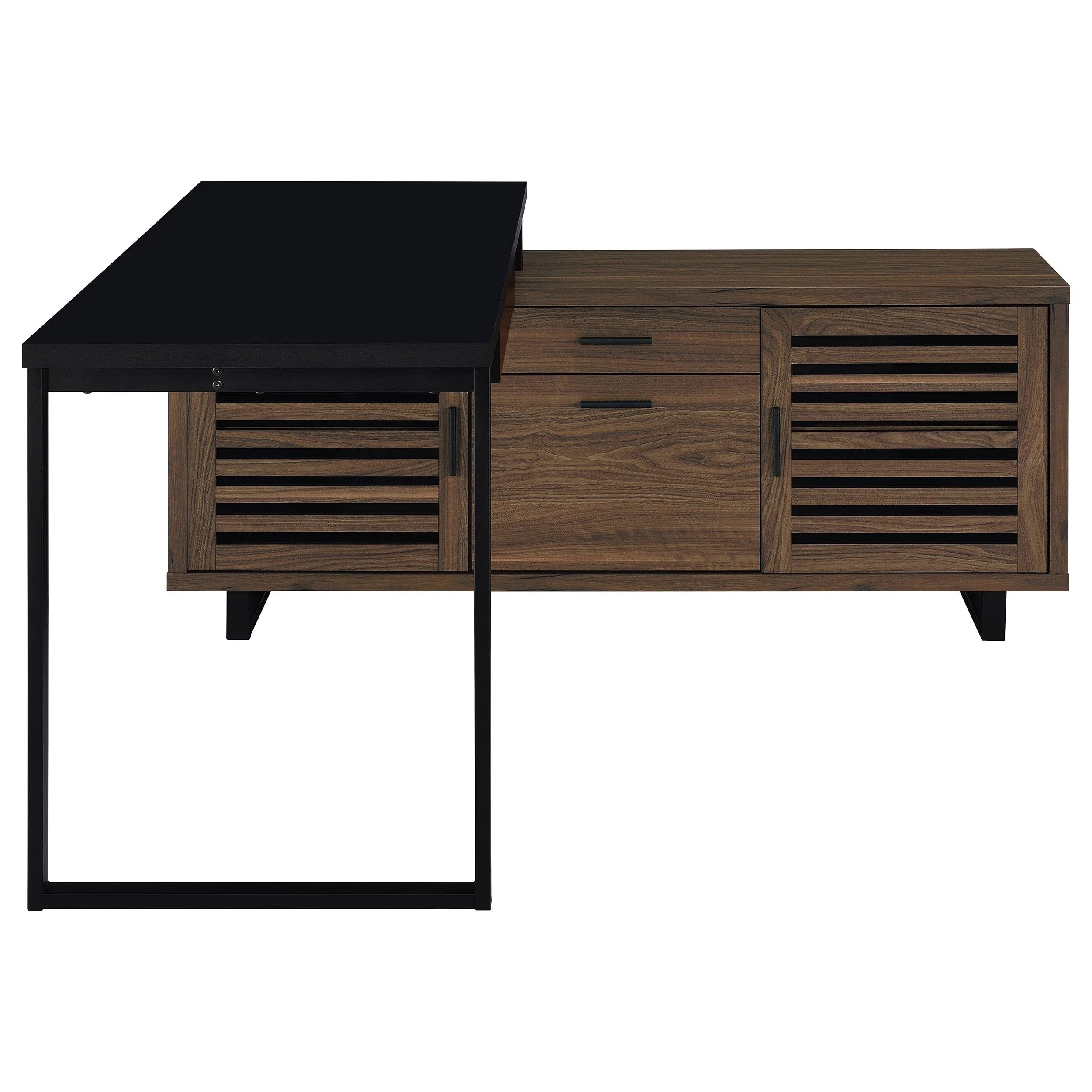Maddox 60-inch L-Shape Office Computer Desk Black and Walnut - Image 11