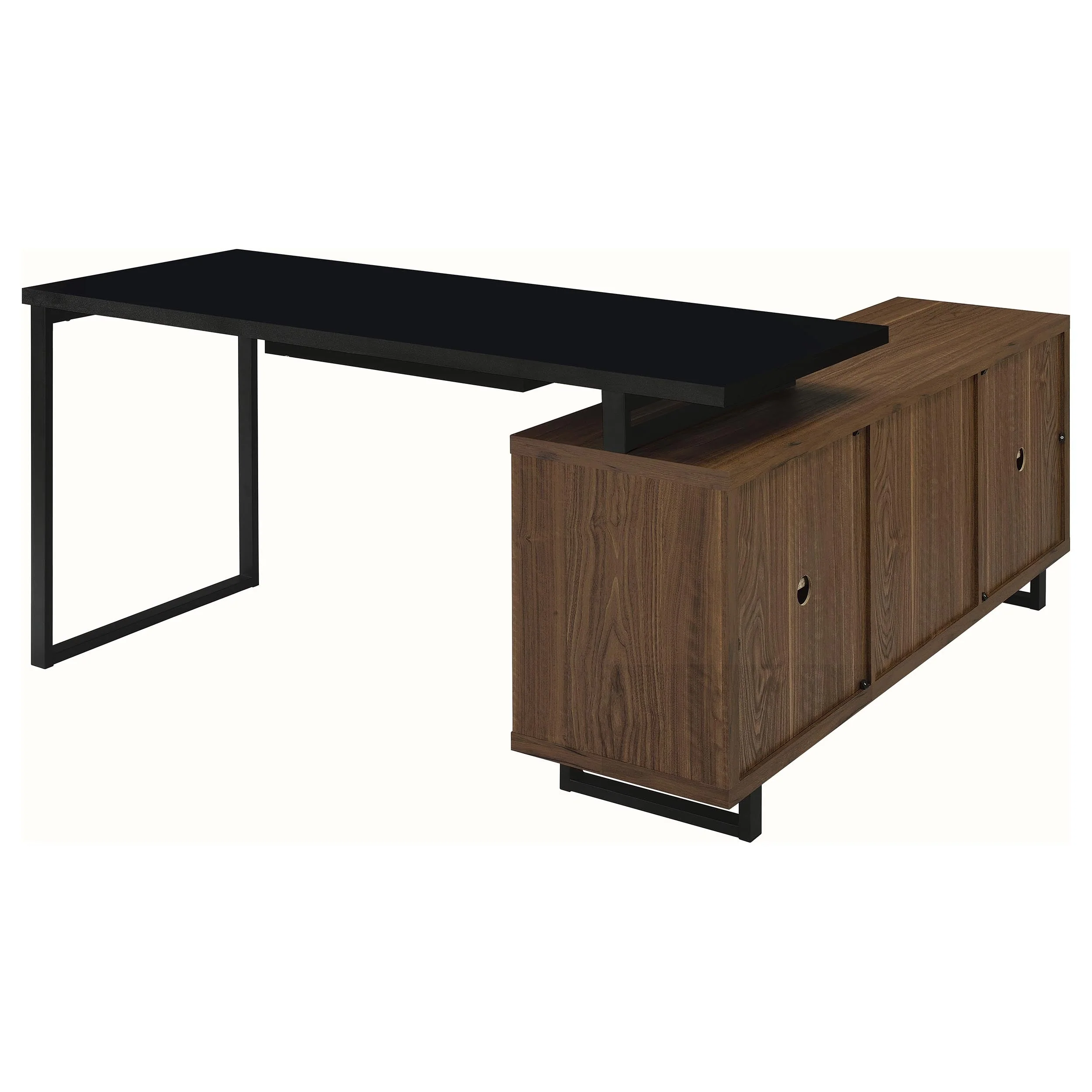 Maddox 60-inch L-Shape Office Computer Desk Black and Walnut - Image 7