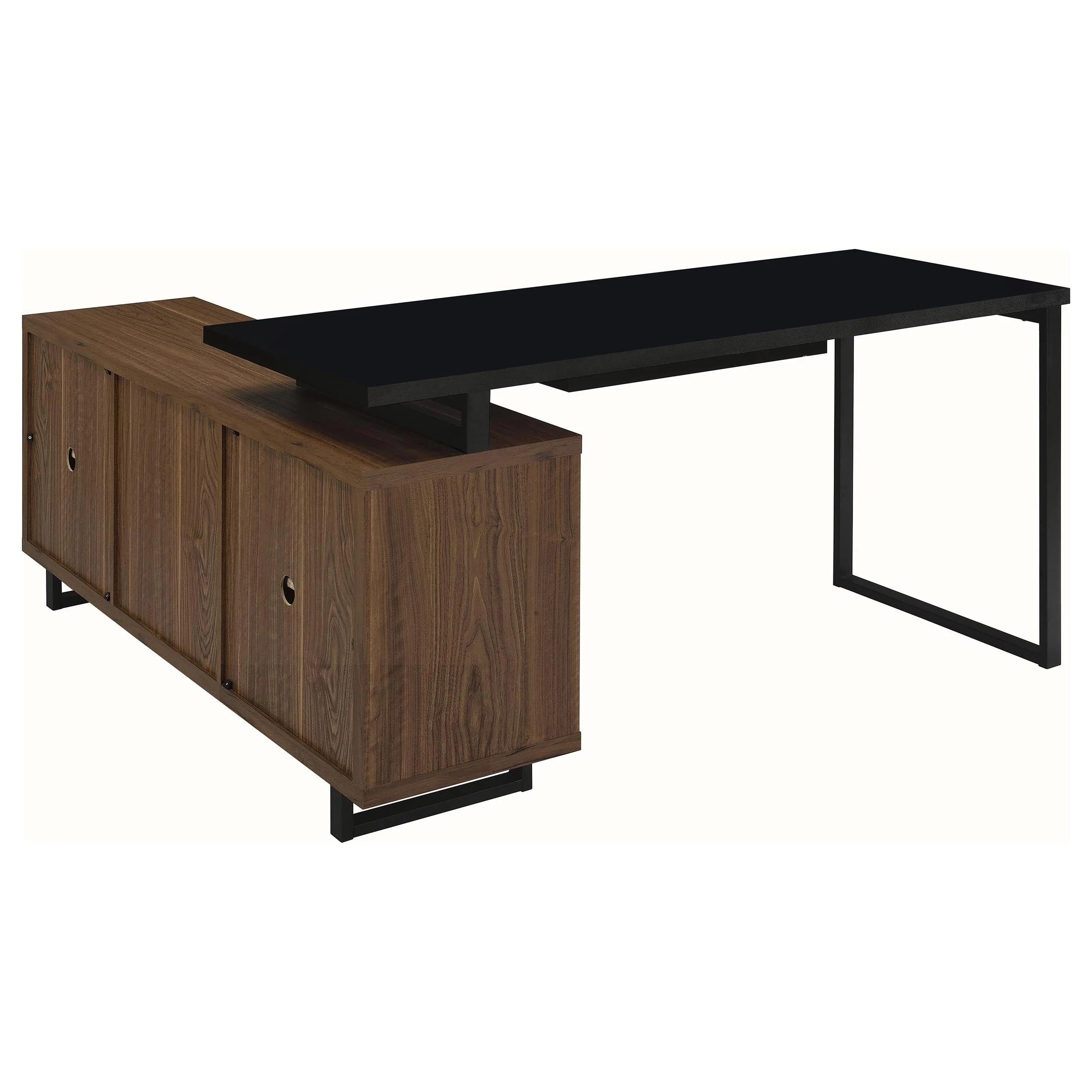 Maddox 60-inch L-Shape Office Computer Desk Black and Walnut - Image 9