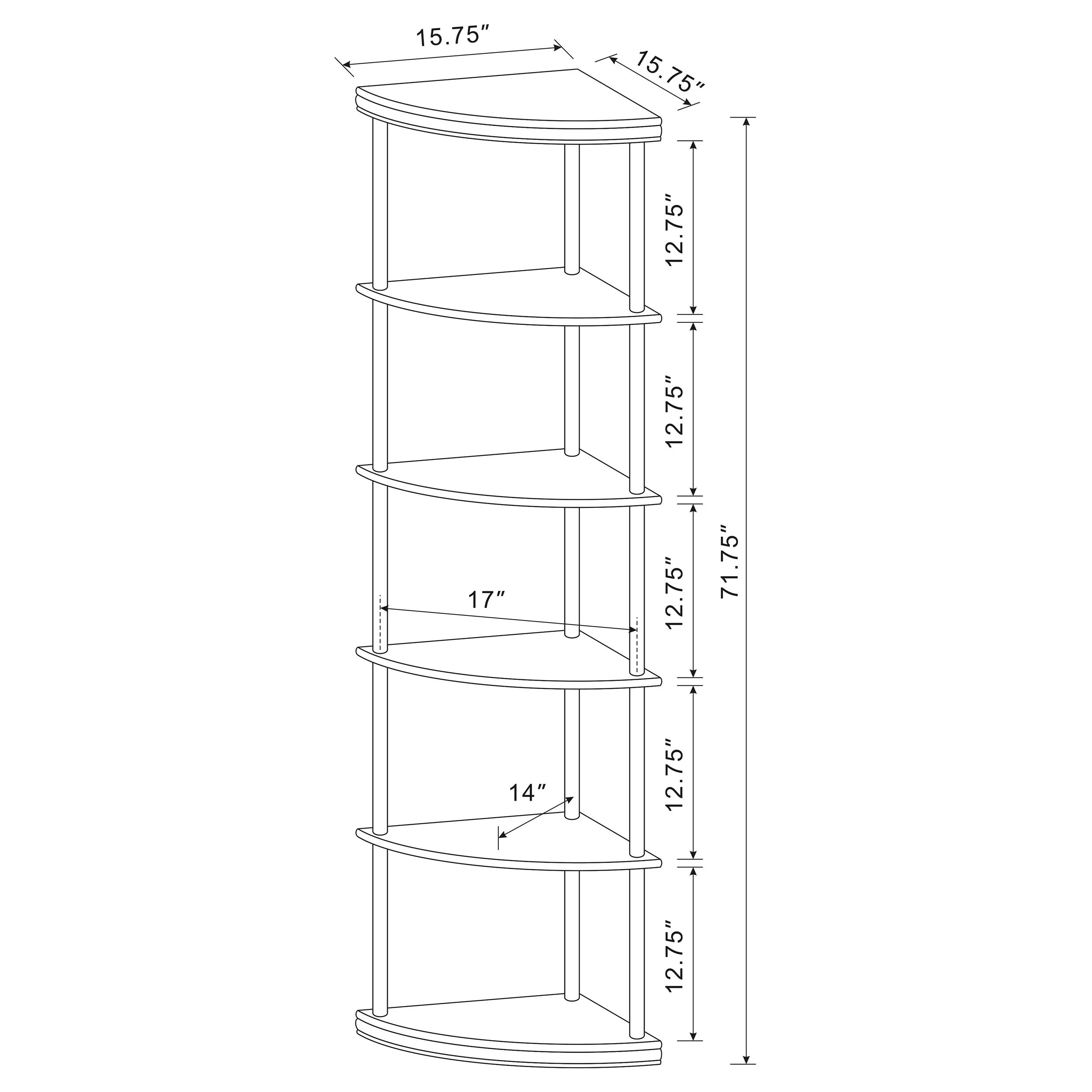 Bonwick 72-inch 5-shelf Corner Bookshelf Cappuccino - Image 11