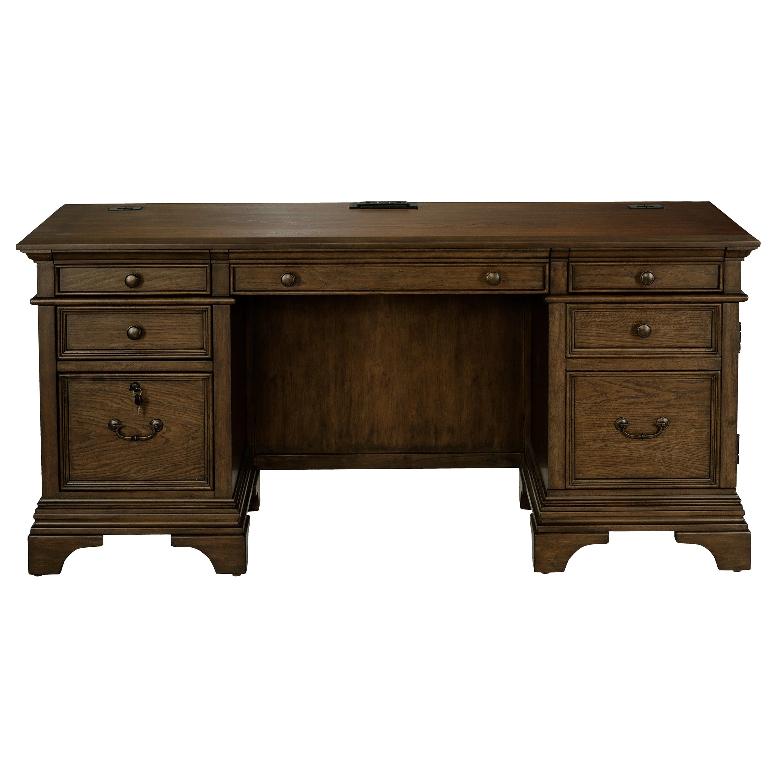 Hartshill 66-inch 5-drawer Credenza Office Desk Burnish Oak - Image 5