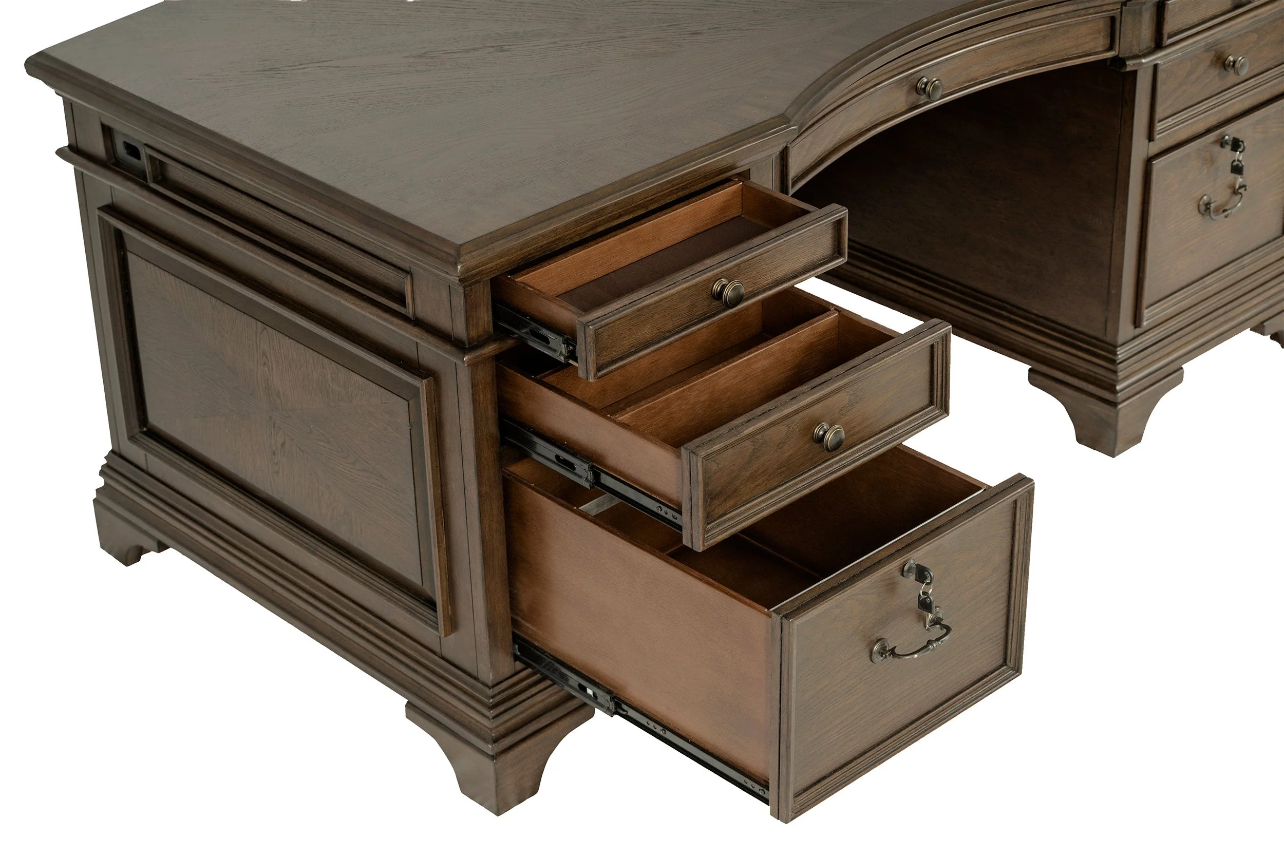 Hartshill 72-inch 7-drawer Executive Desk Burnished Oak - Image 12