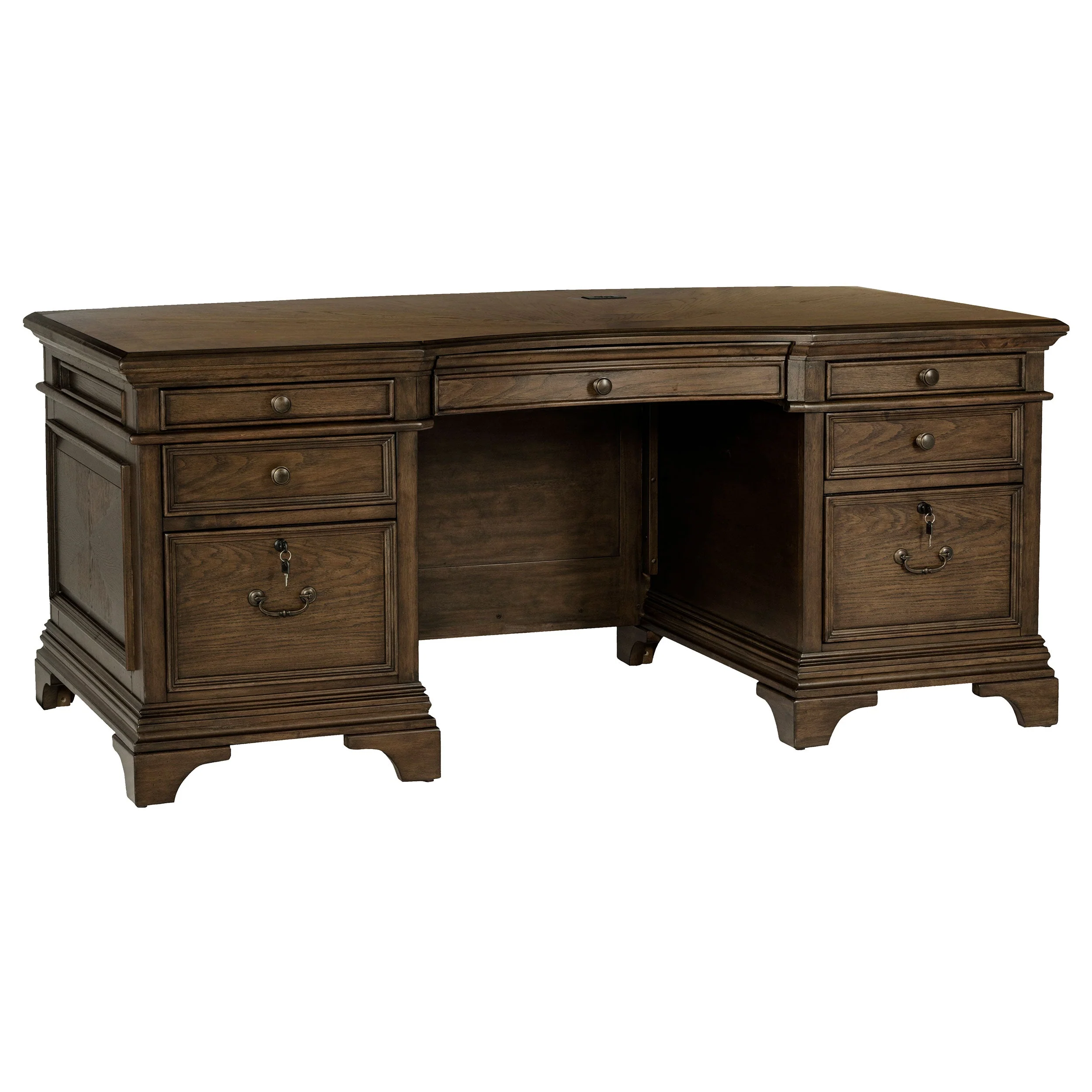 Hartshill 72-inch 7-drawer Executive Desk Burnished Oak - Image 2