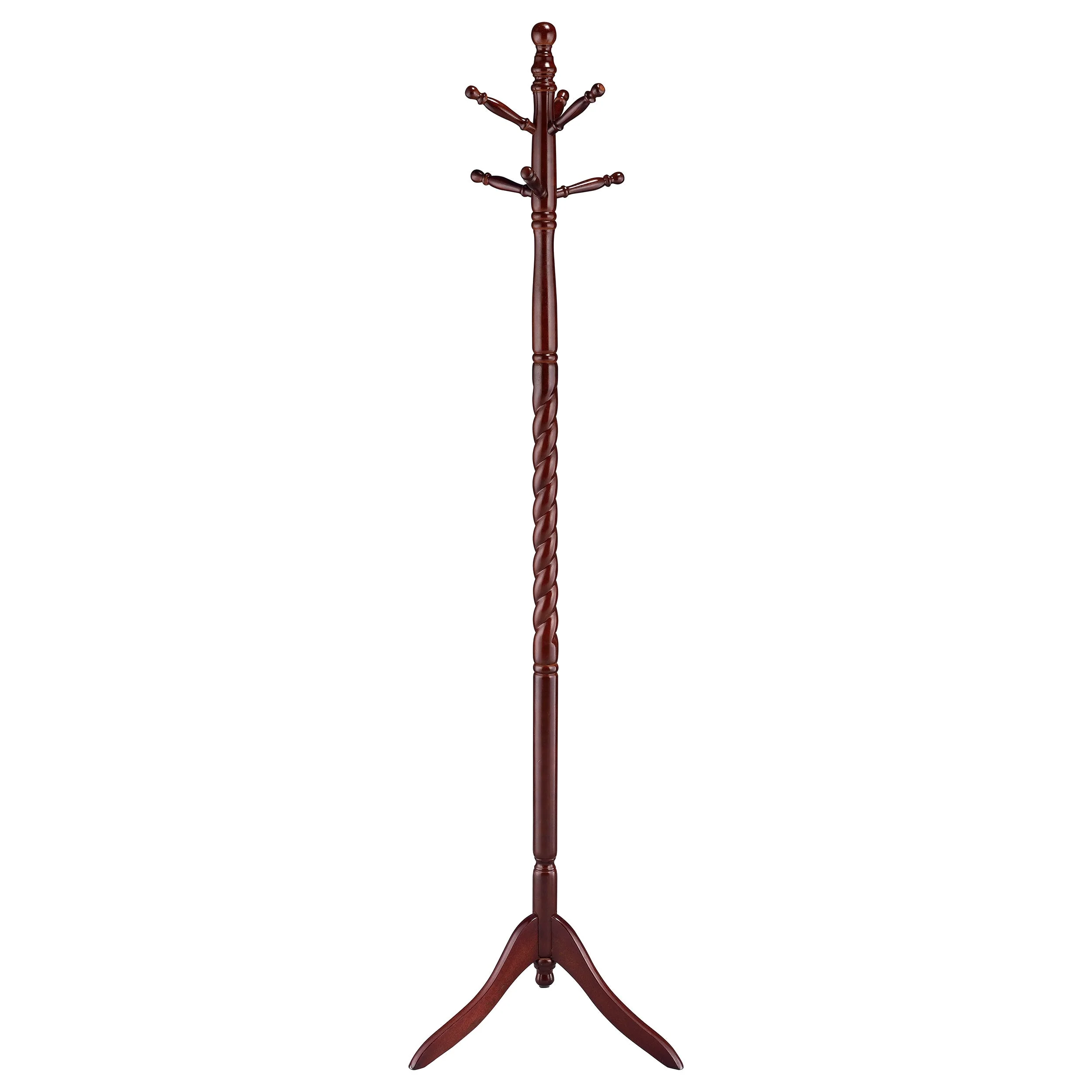 Riona 6 Hook Freestanding Wood Coat Rack Hat Hanger Merlot - Image 4
