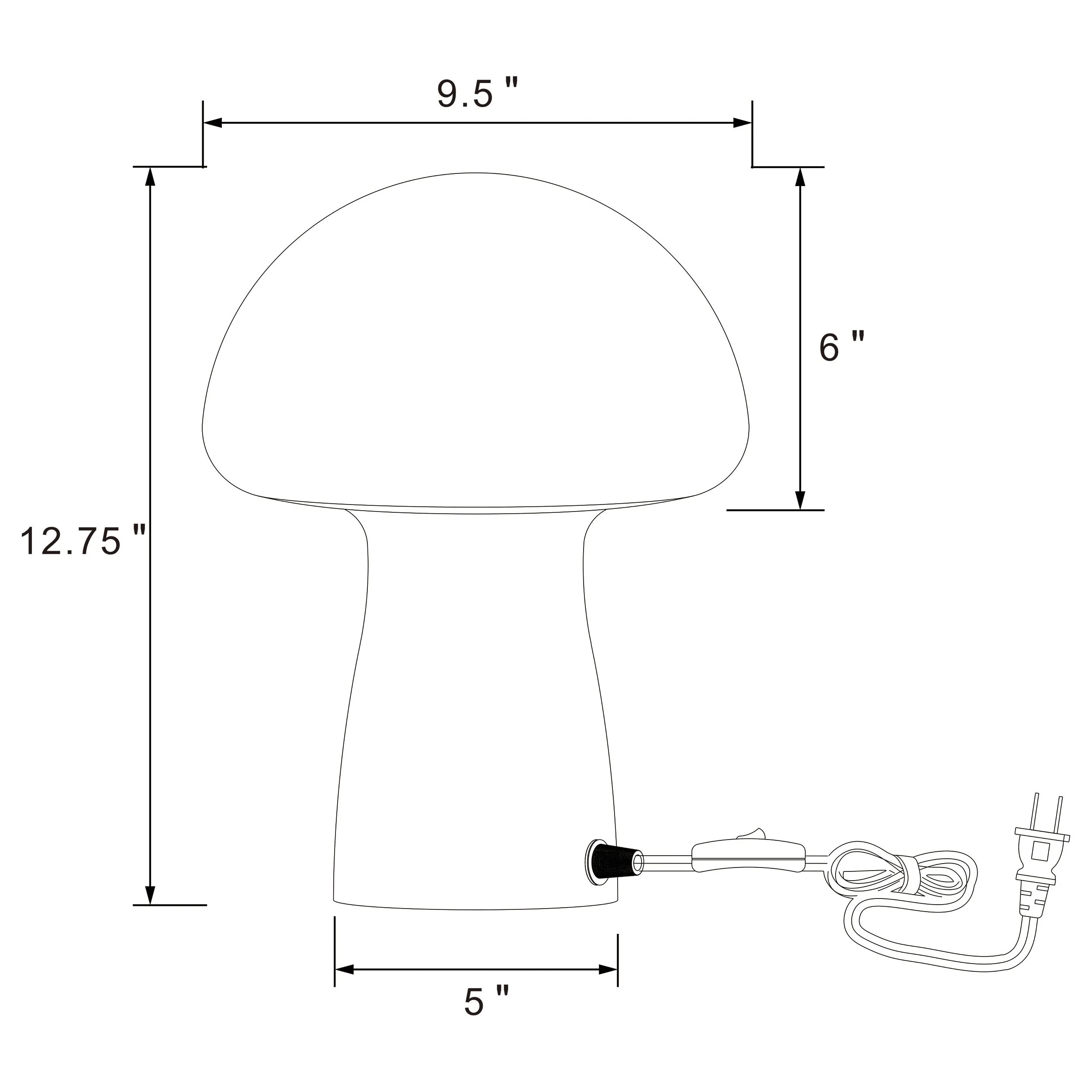 Kanaby Mushroom Shaped Glass Bedside Table Lamp White - Image 5