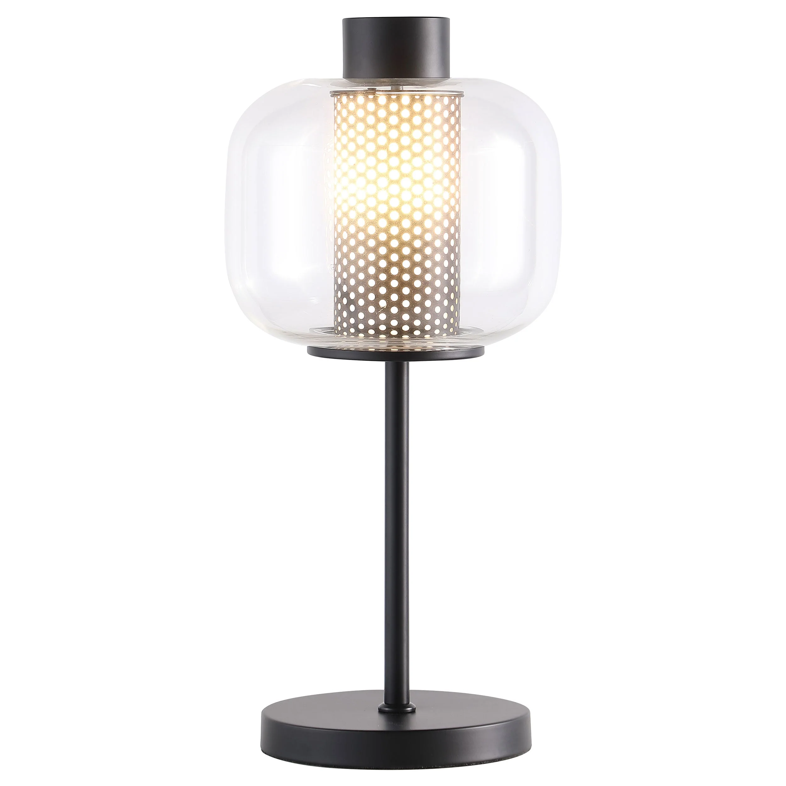 Ingrid 22-inch Glass Shade Bedside Table Lamp Black - Image 4