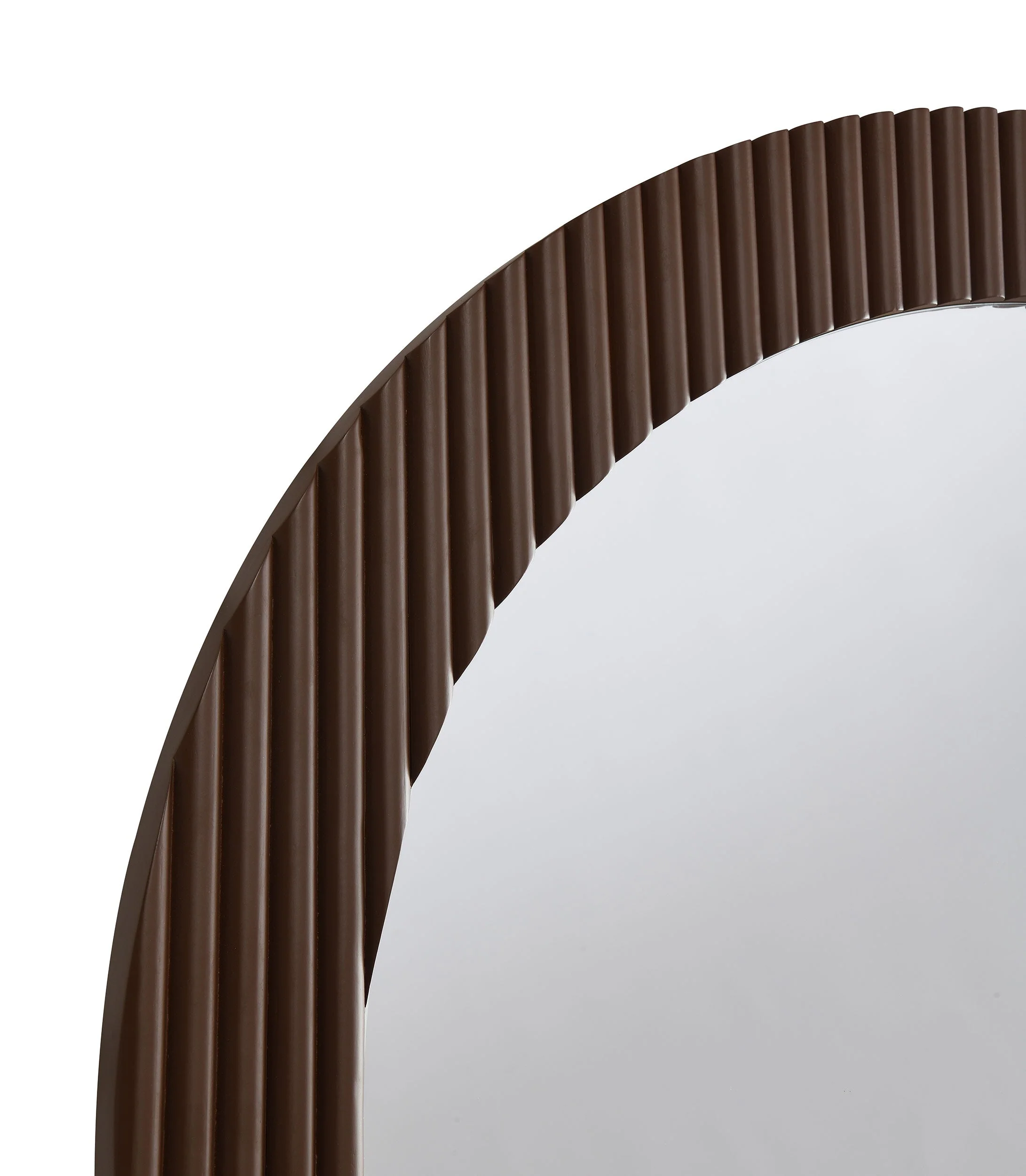 Dexter 40 x 40 Inch Round Reeding Frame Wall Mirror Brown - Image 7