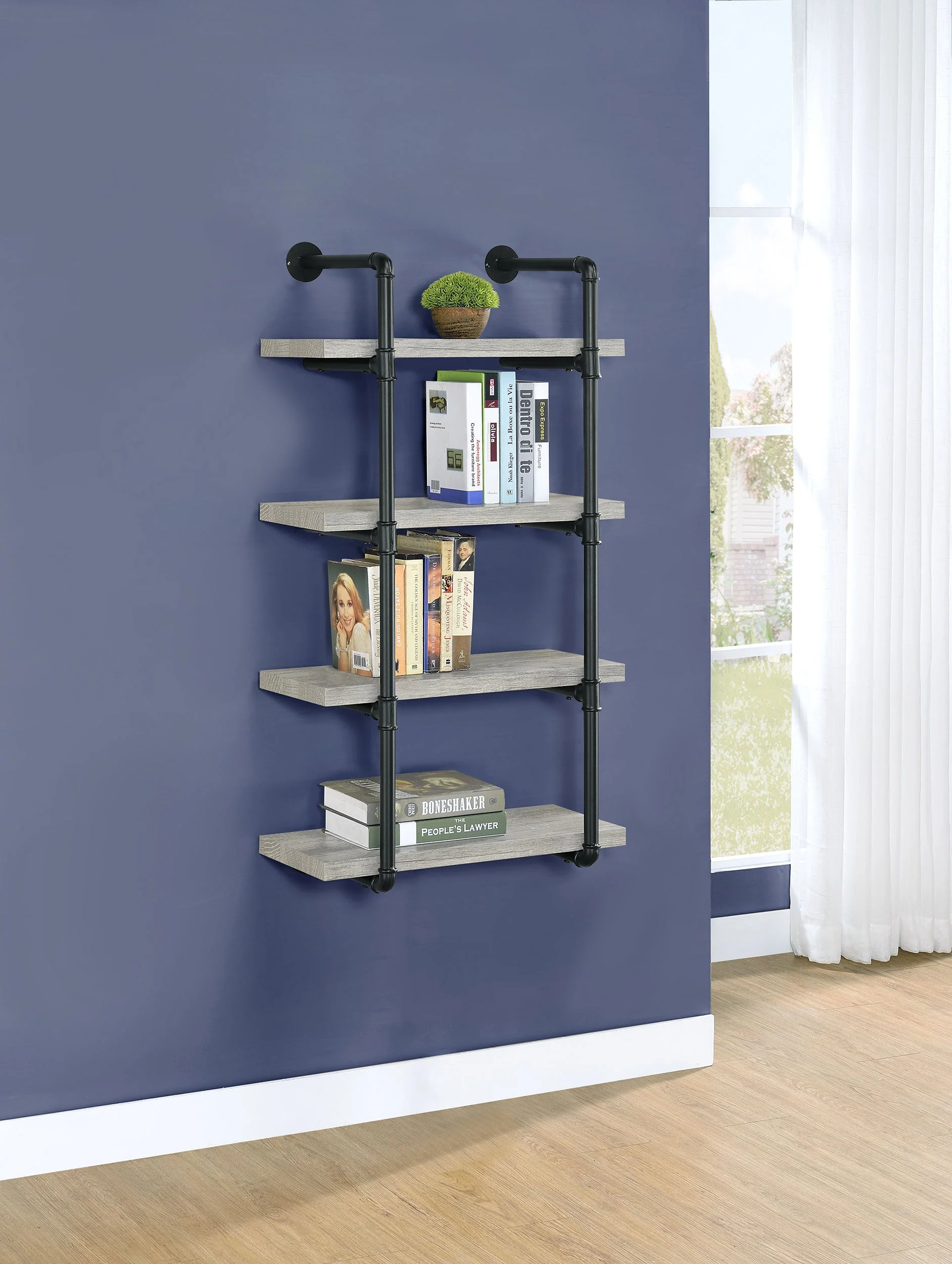Elmcrest 24-inch 4-shelf Wall Bookshelf - Image 6