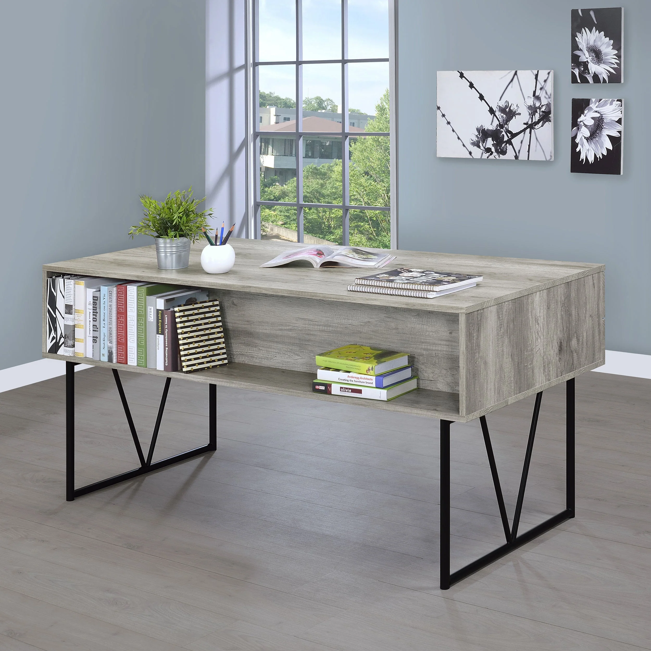 Analiese 63-inch 4-drawer Writing Desk - Image 8