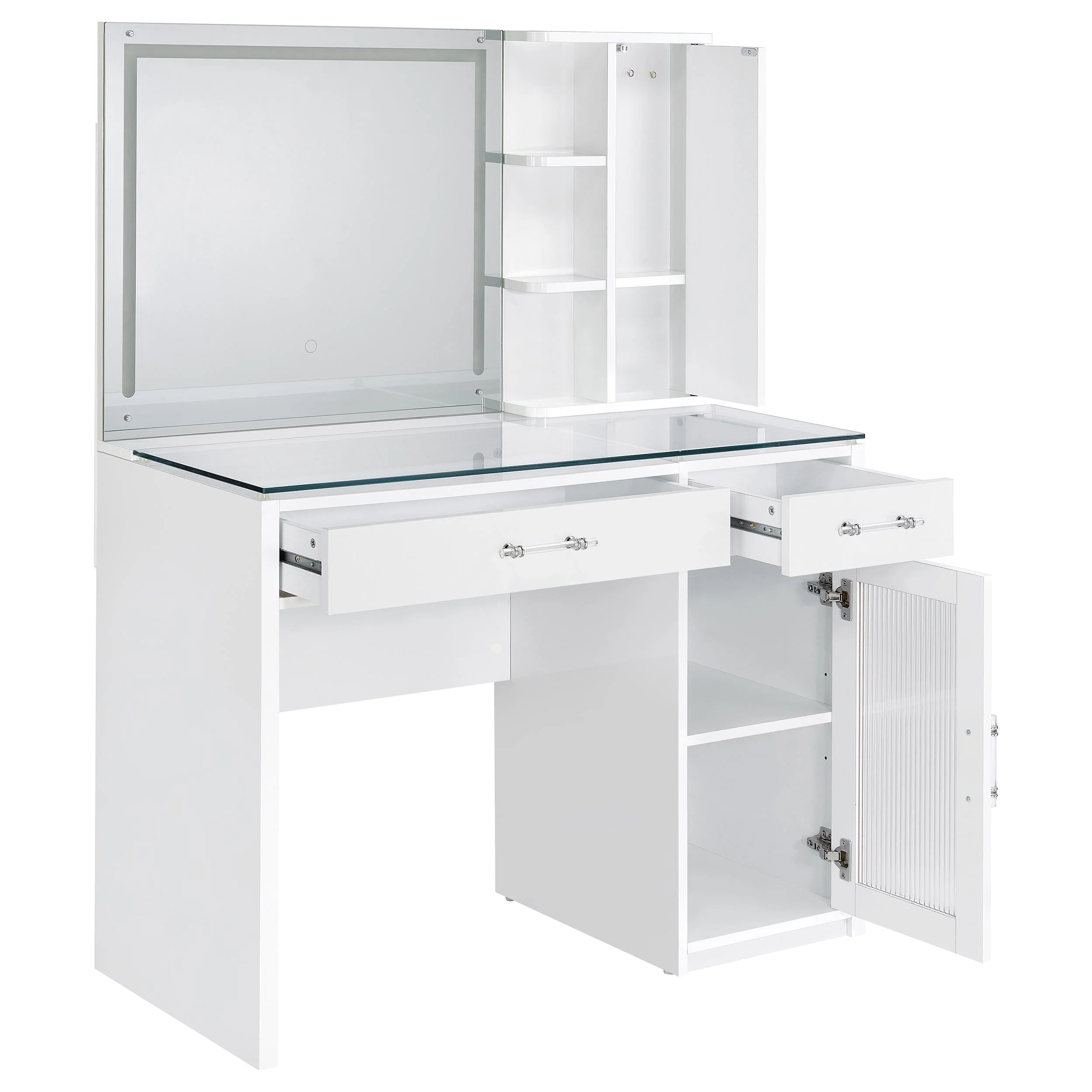 Flora 2-drawer Vanity Set with LED Mirror High Gloss - Image 17