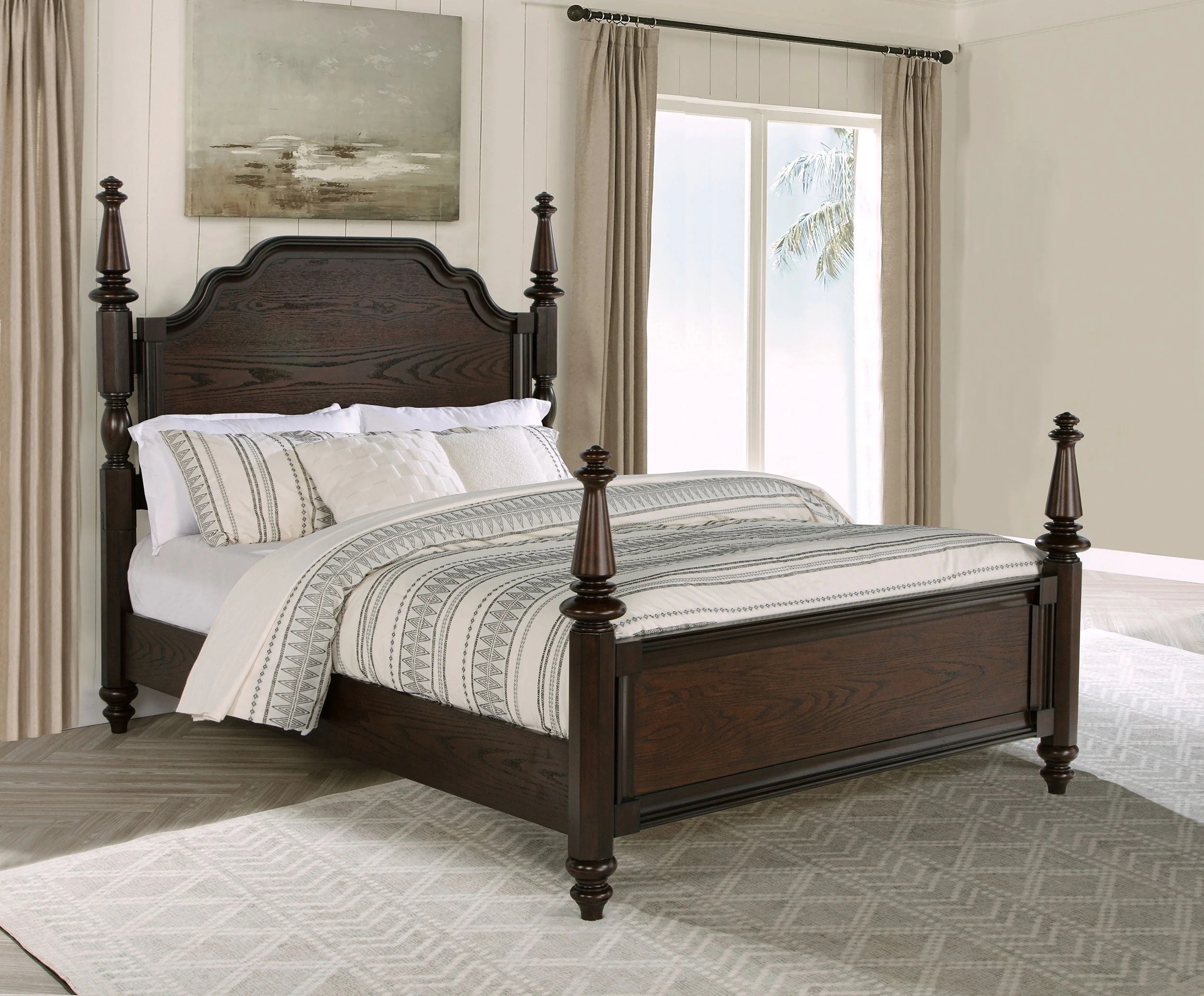 Andover 63-inch Four Poster Bed Dark Oak - Image 9