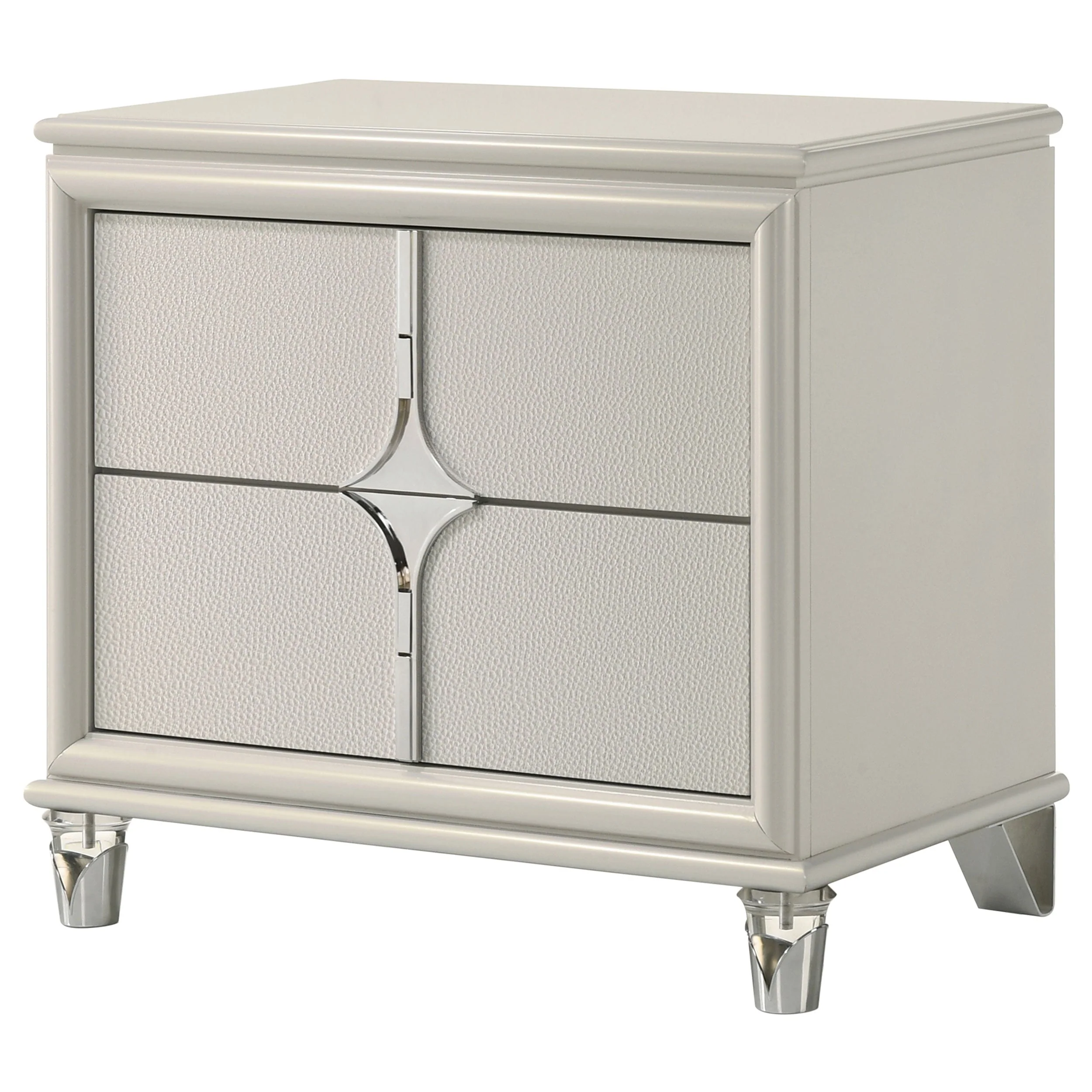 Olivia 2-drawer Nightstand Bedside Table Pearl White - Image 5