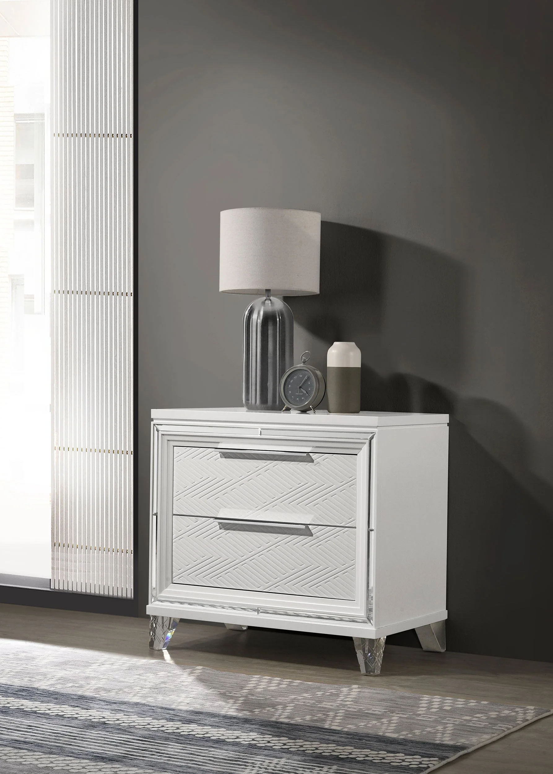 Marmore 2-drawer Nightstand Bedside Table White - Image 3
