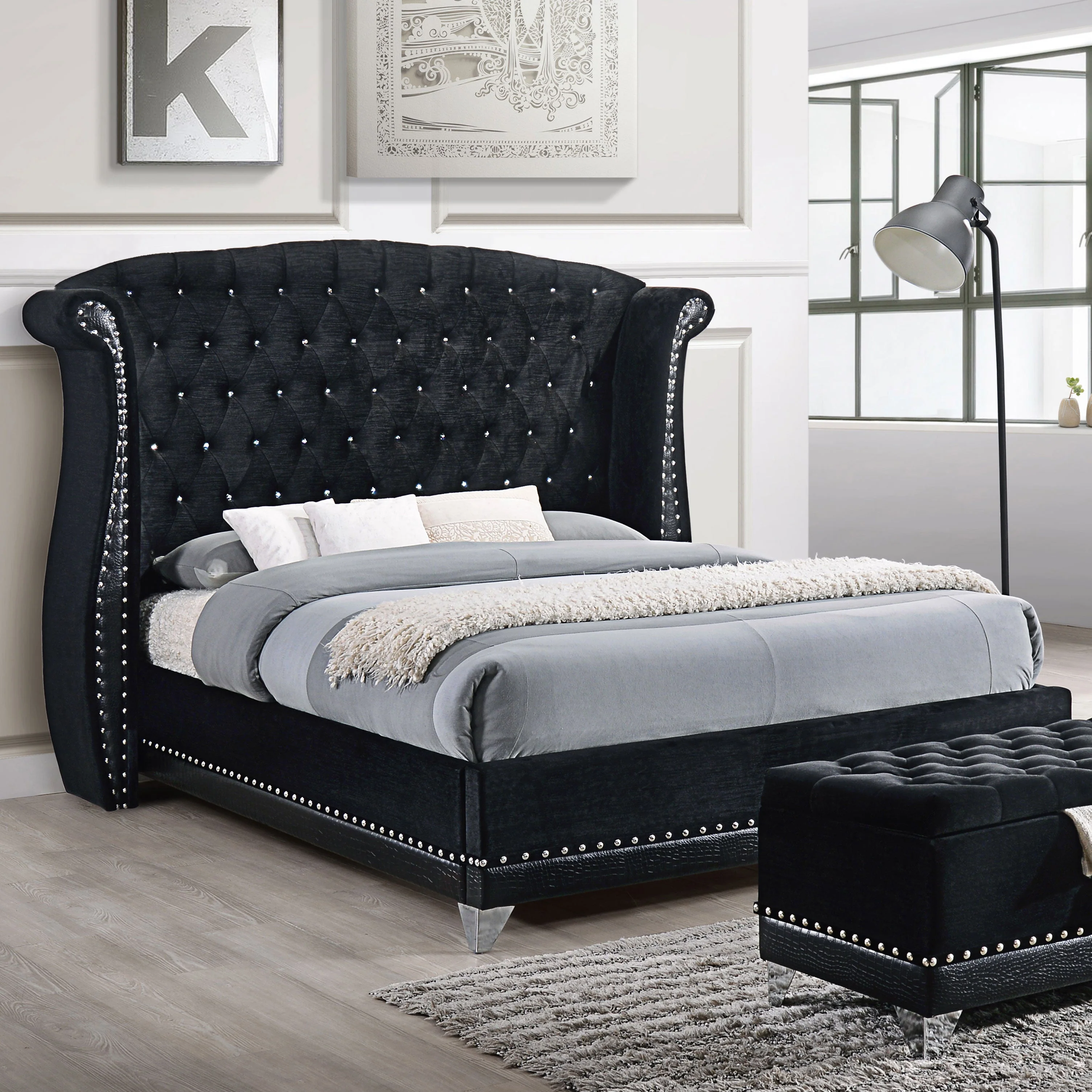 Barzini Upholstered Wingback Bed - Image 13