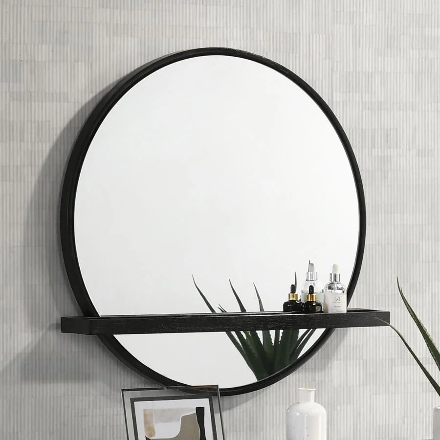 Arini Round Vanity Wall Mirror with Shelf - Image 2
