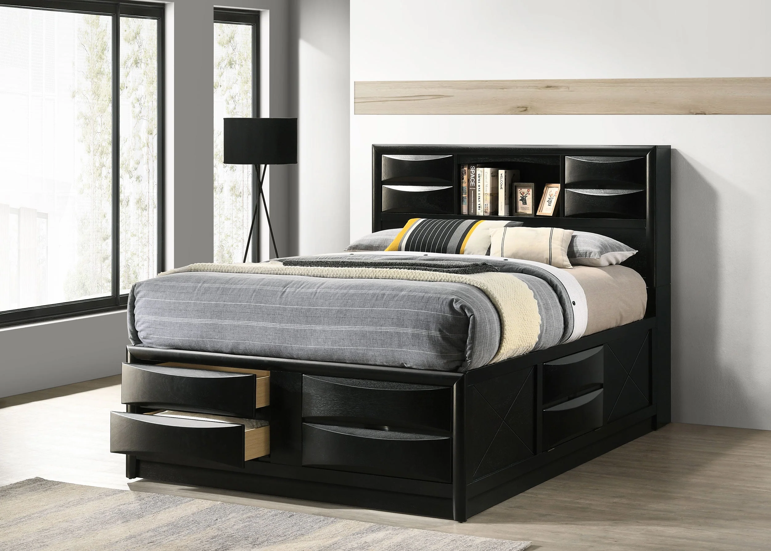 Briana Wood Storage Bookcase Bed - Image 7