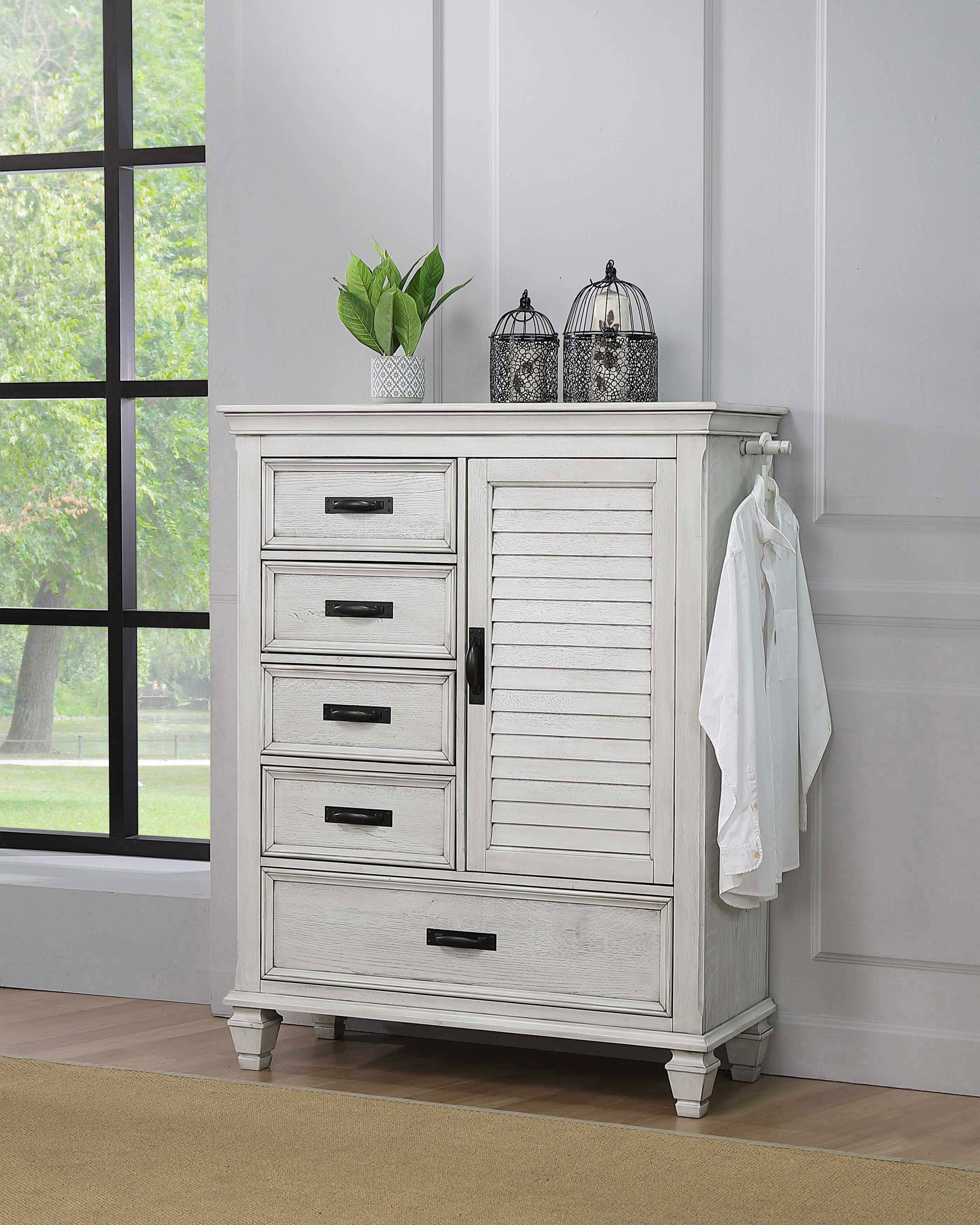 Franco 5-drawer Door Chest Distressed White - Image 3