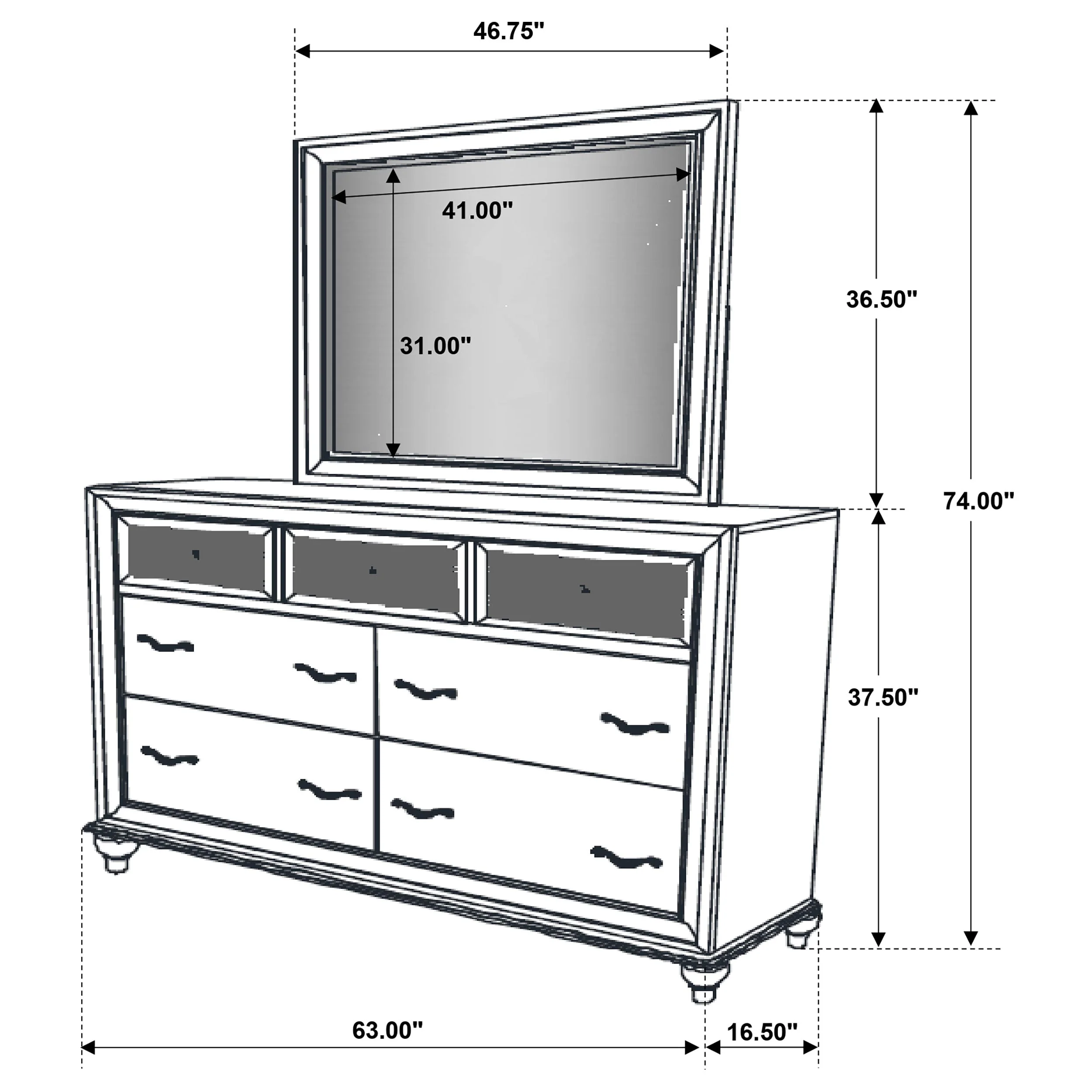 Barzini 7-drawer Dresser with Mirror - Image 12