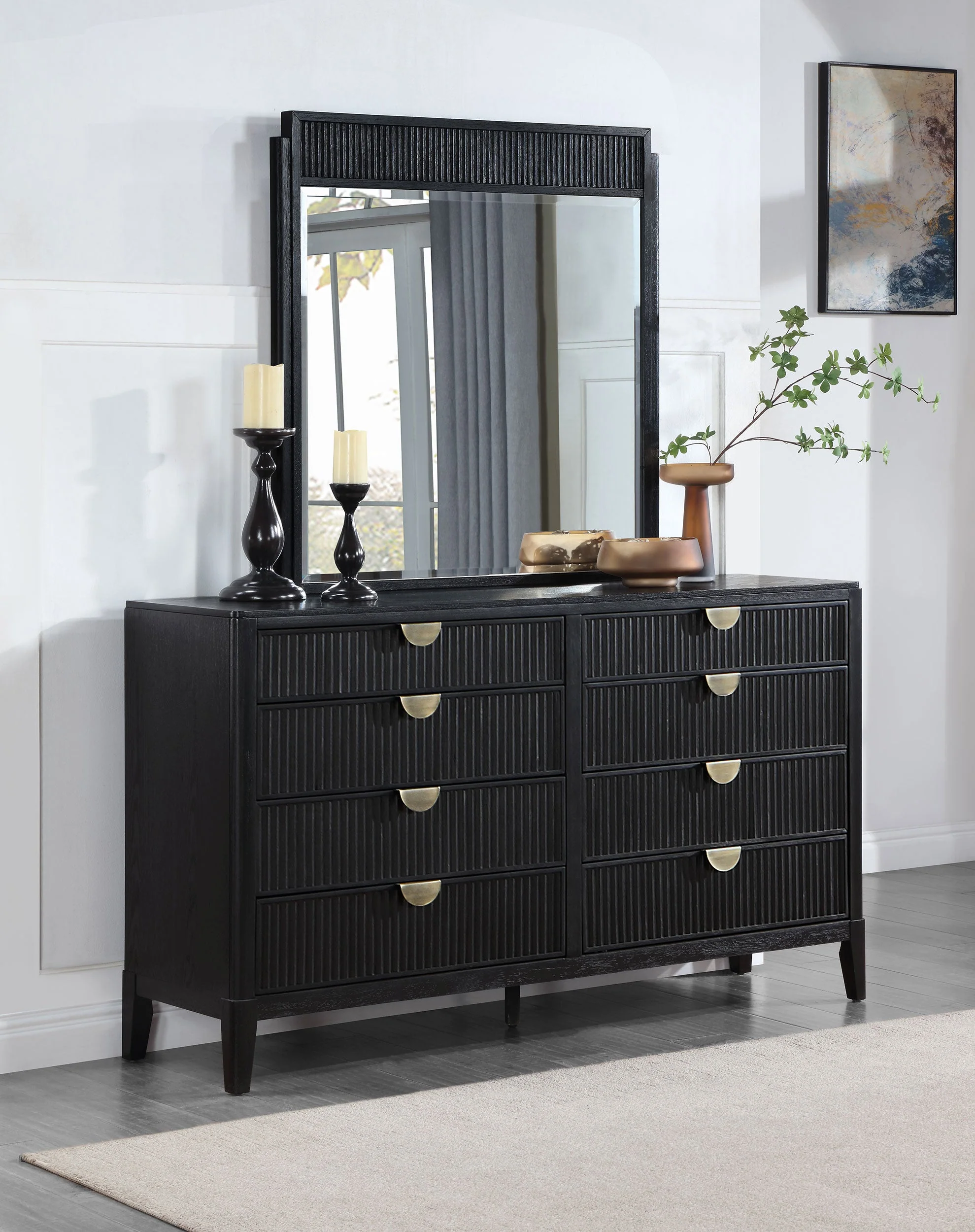 Brookmead 8-drawer Dresser with Mirror Black - Image 3
