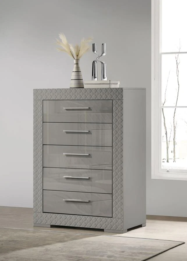 Ives 5-drawer Bedroom Chest of Drawers High Gloss - Image 2