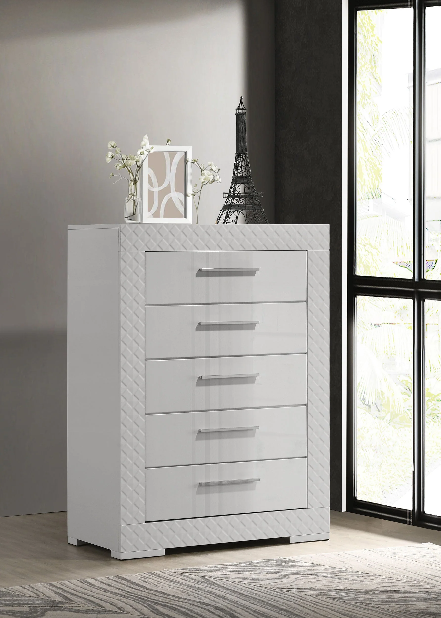 Ives 5-drawer Bedroom Chest of Drawers High Gloss - Image 5