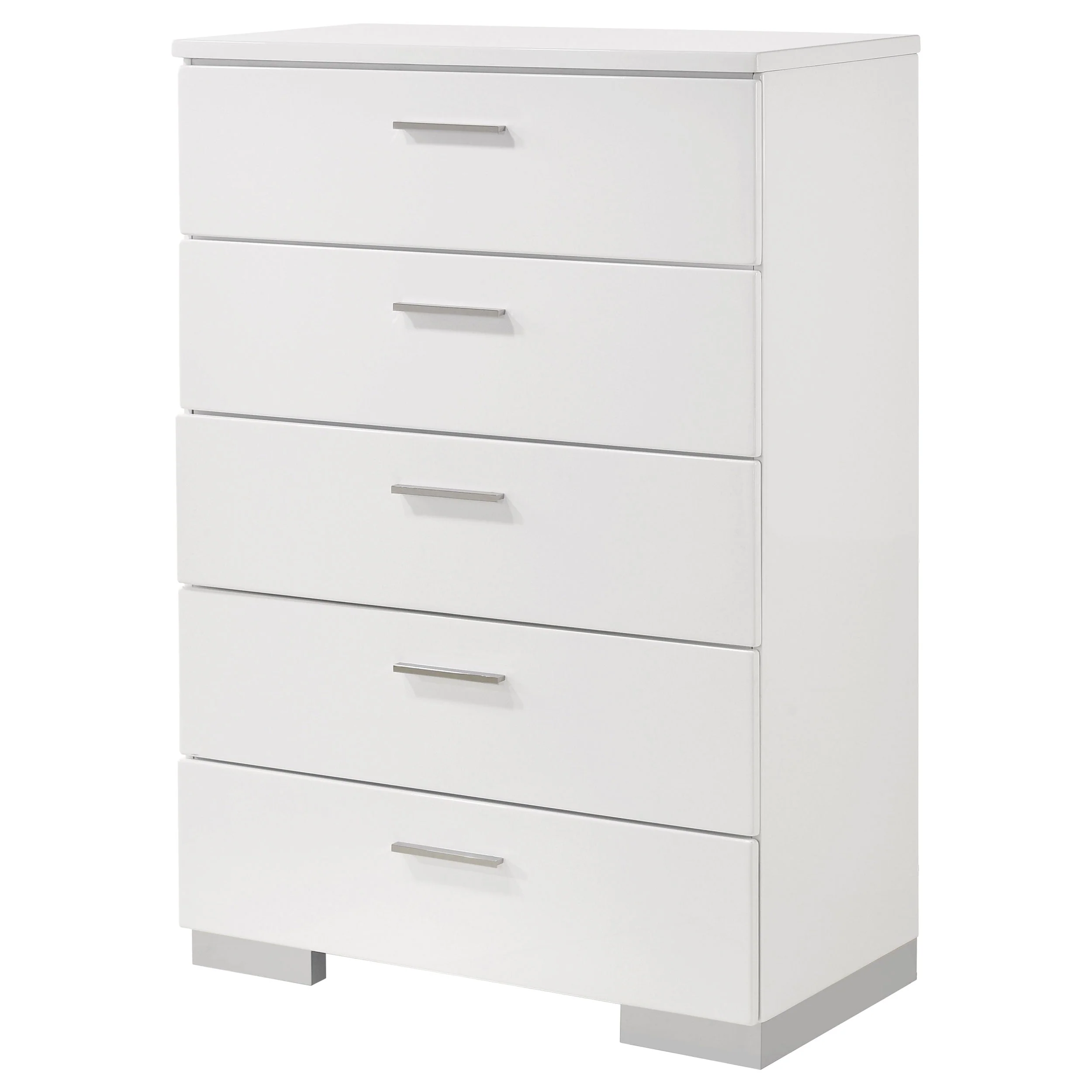 Felicity 5-drawer Bedroom Chest White High Gloss - Image 5