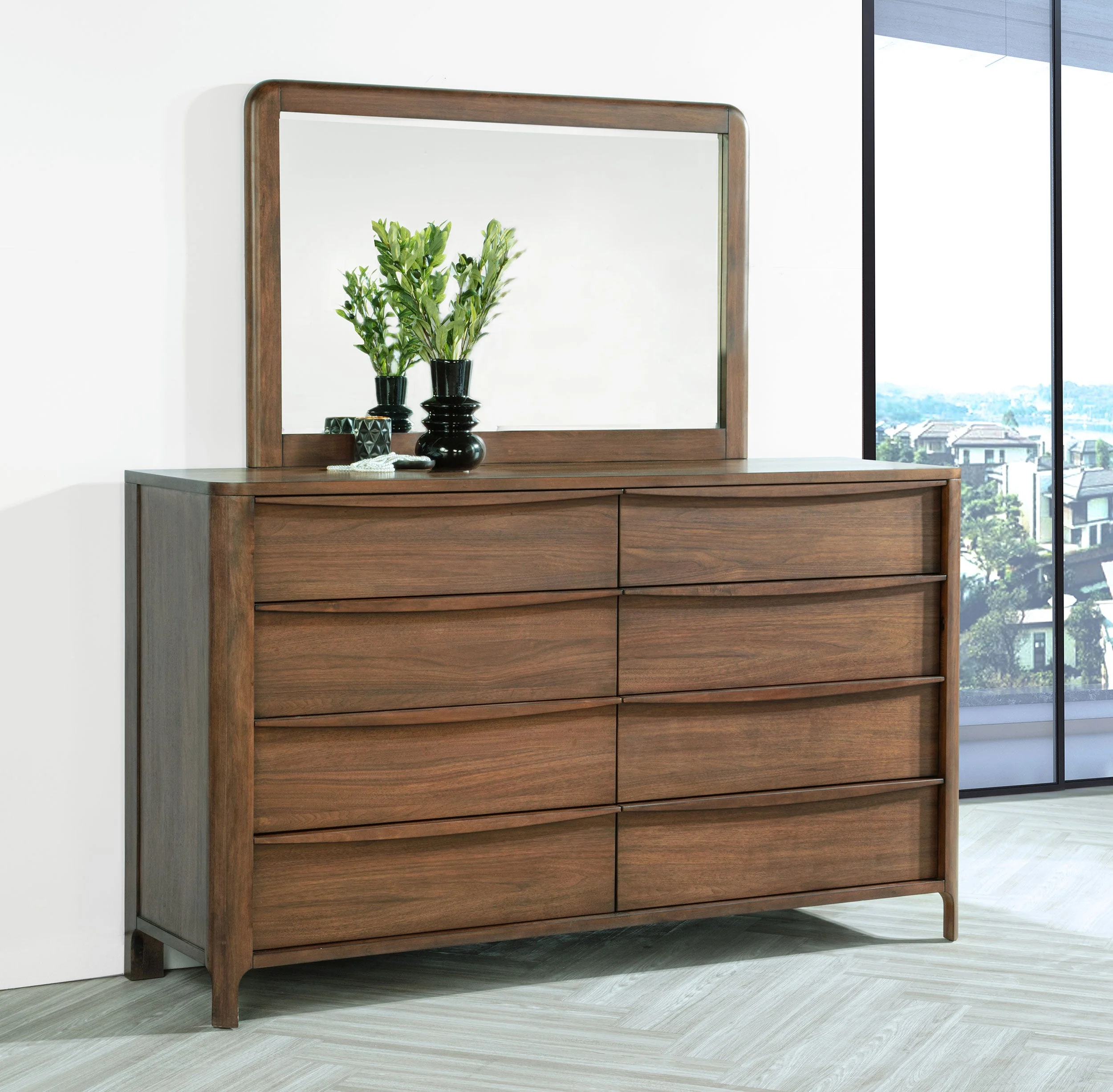 Maderia 8-drawer Dresser and Mirror Walnut - Image 3