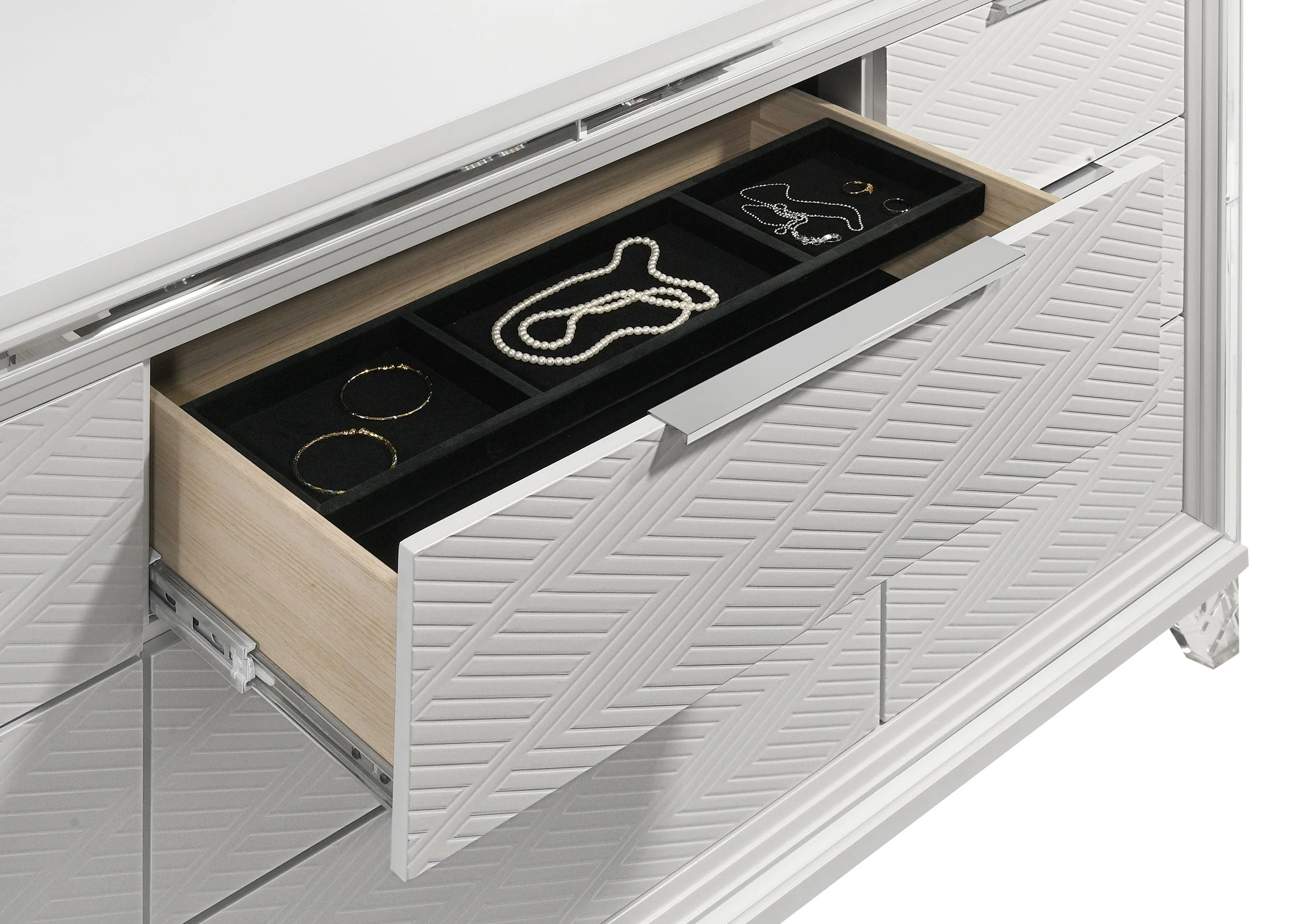 Marmore 9-drawer Dresser and LED Mirror White - Image 12