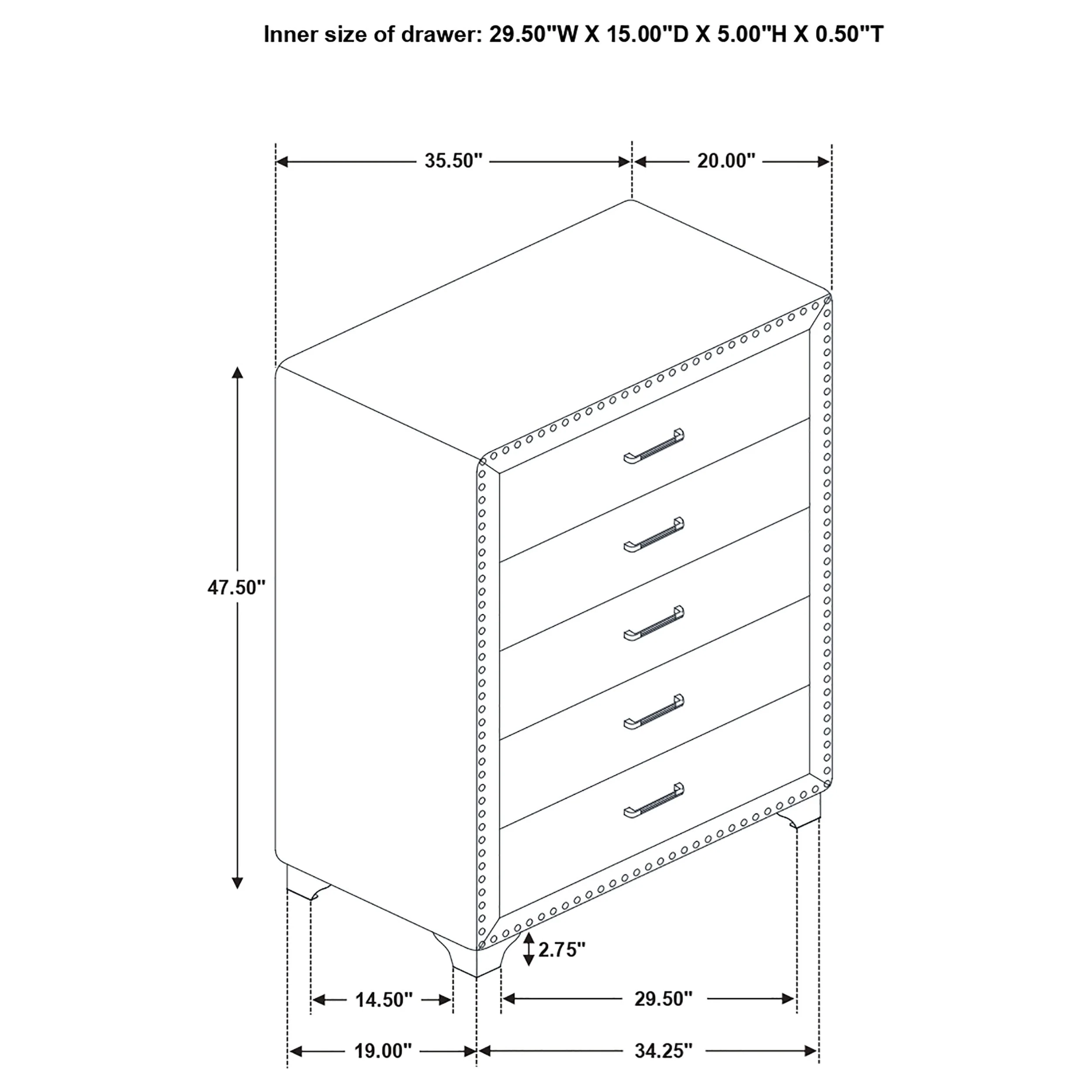 Melody 5-drawer Bedroom Chest - Image 9