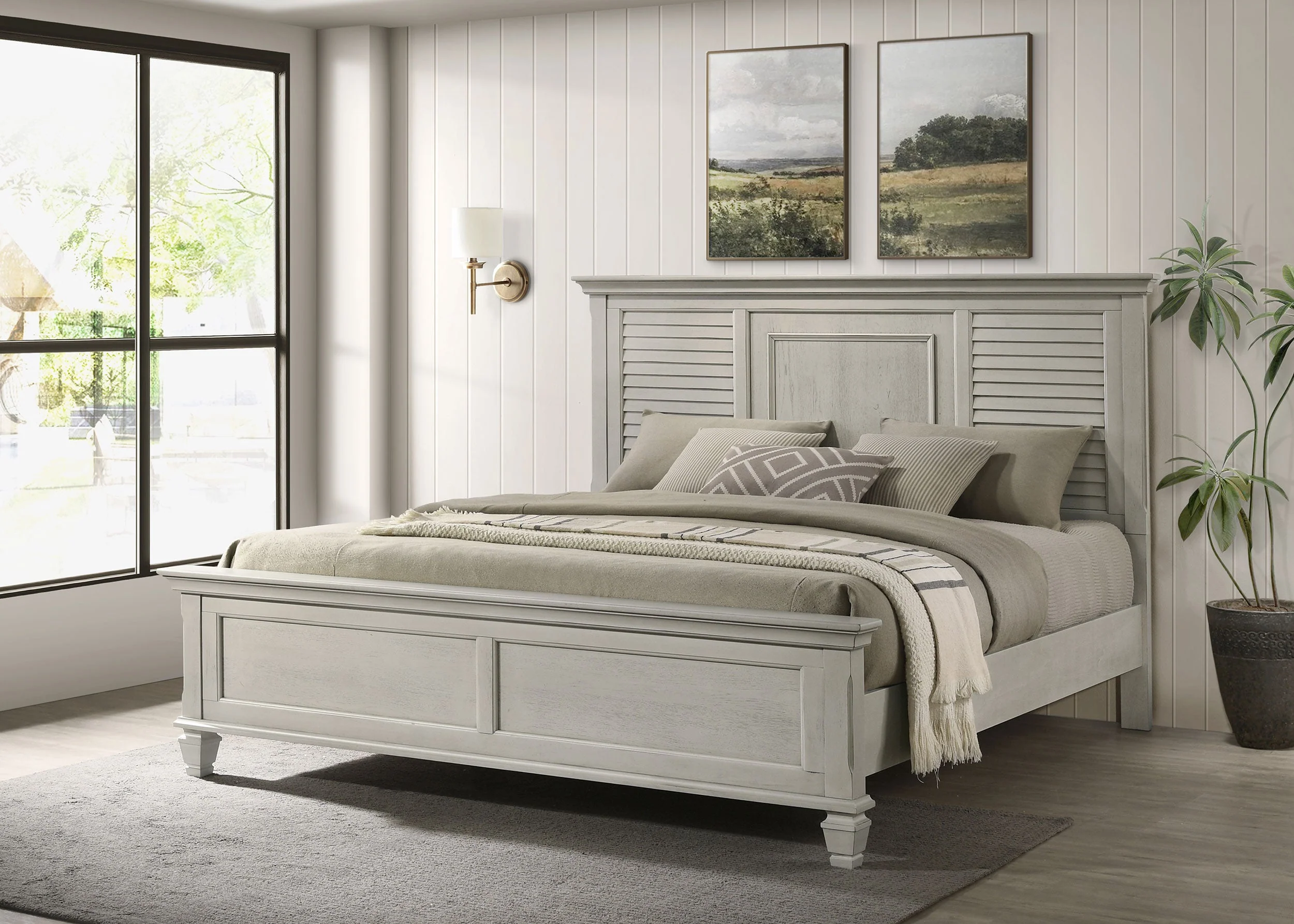 Franco Wood Panel Bed Distressed - Image 6