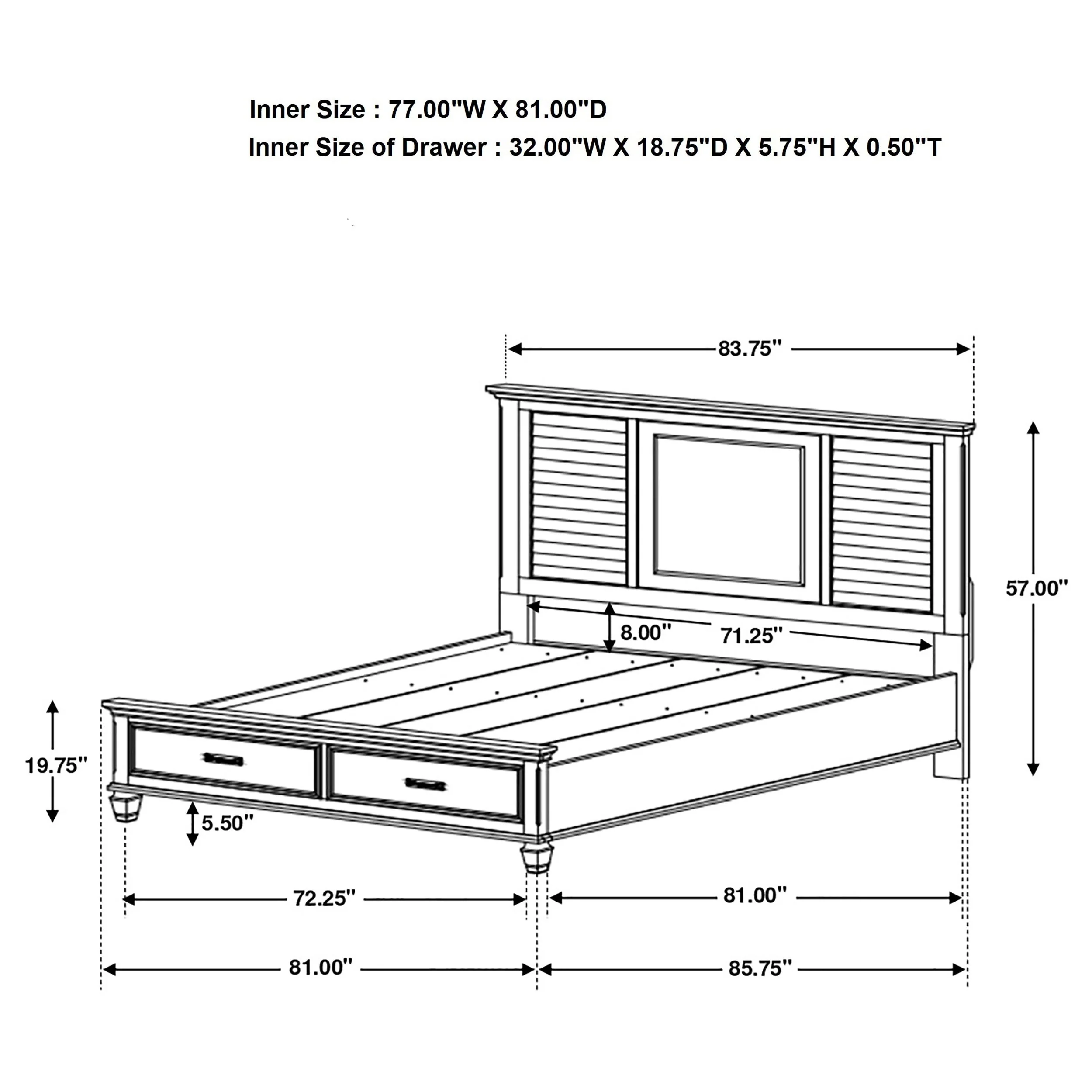 Franco Wood Storage Panel Bed Distressed - Image 18