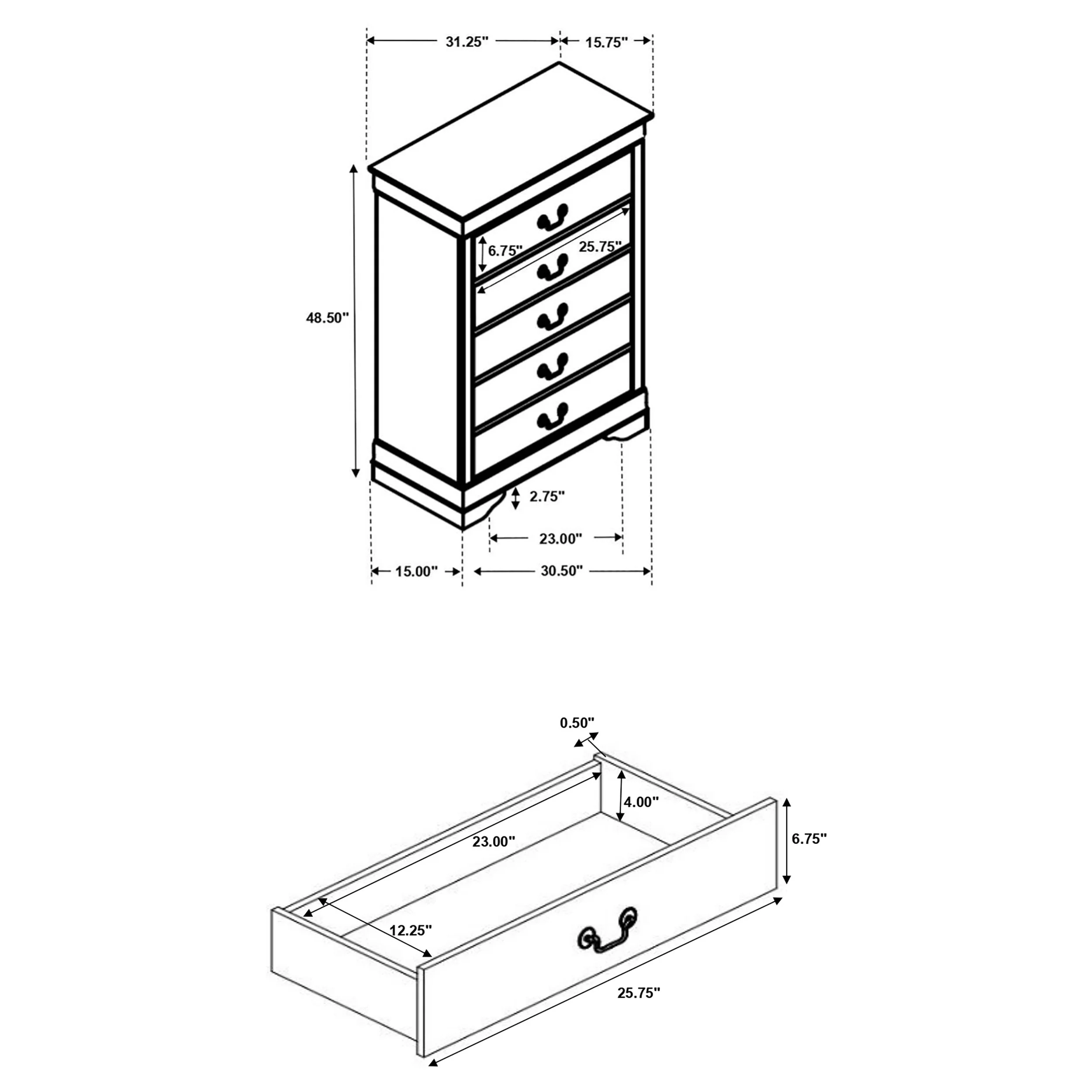 Louis Philippe 5-drawer Bedroom Chest - Image 23