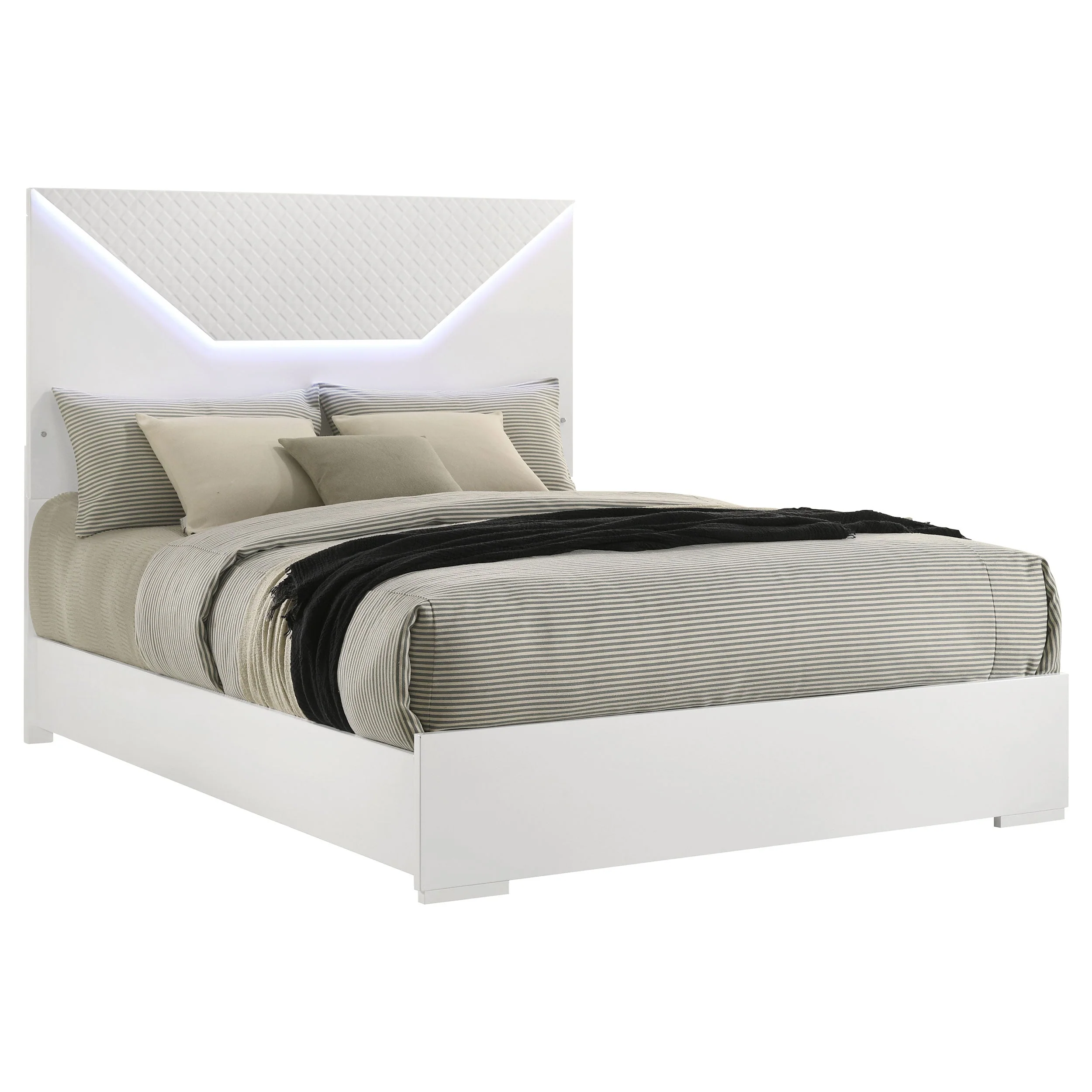 Ives Panel Bed LED Headboard High Gloss - Image 13