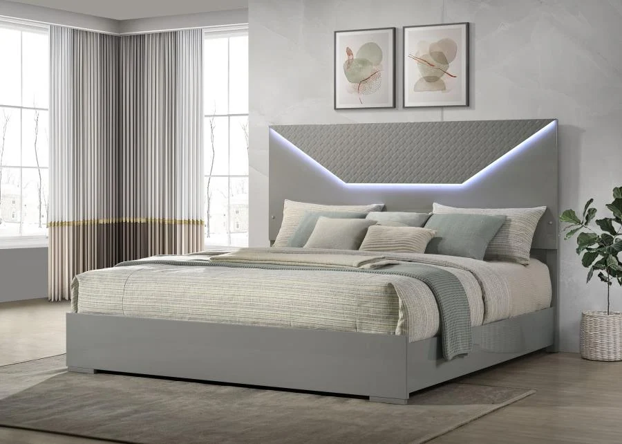 Ives Panel Bed LED Headboard High Gloss - Image 3