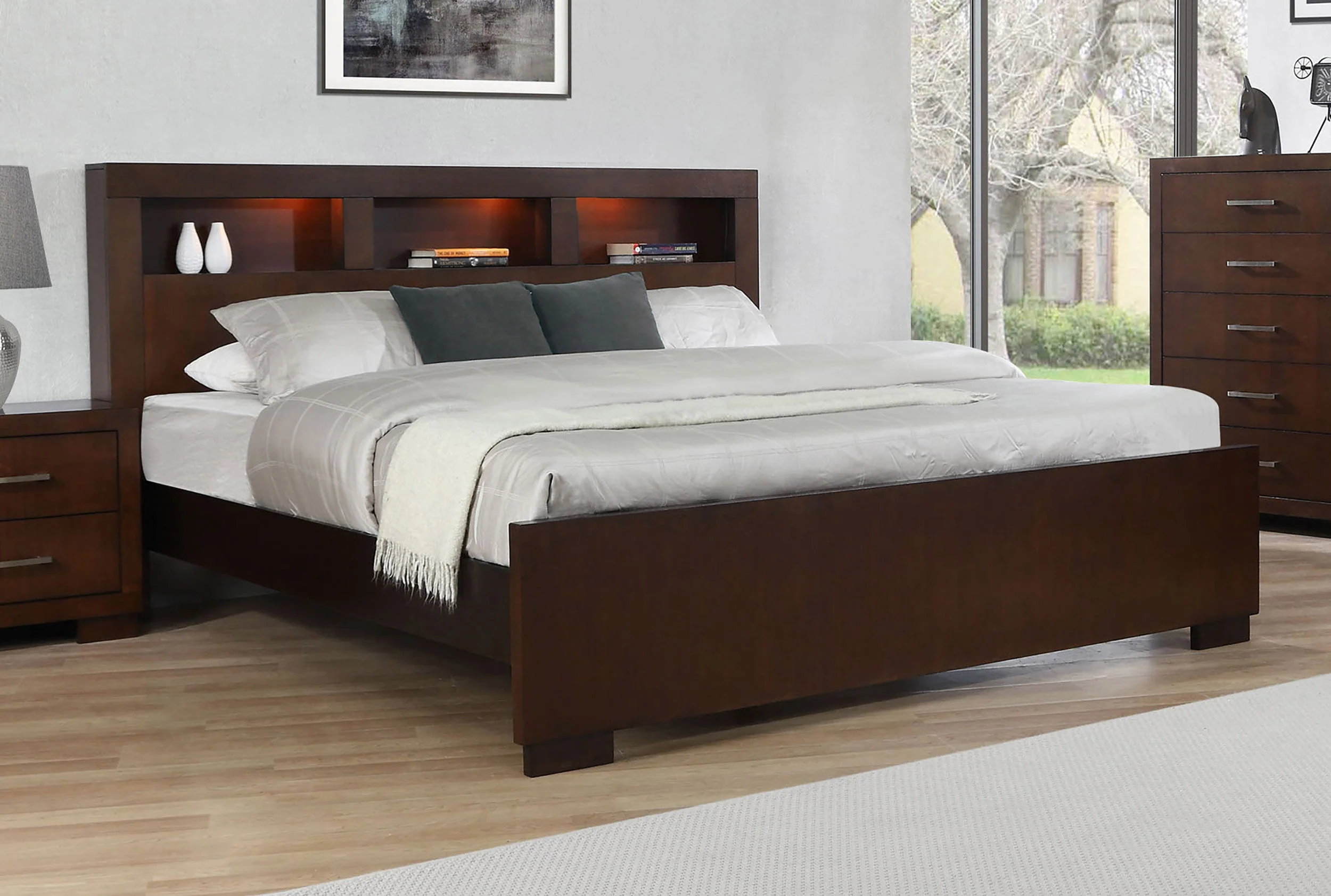 Jessica Wood LED Storage Bookcase Bed Cappuccino - Image 8