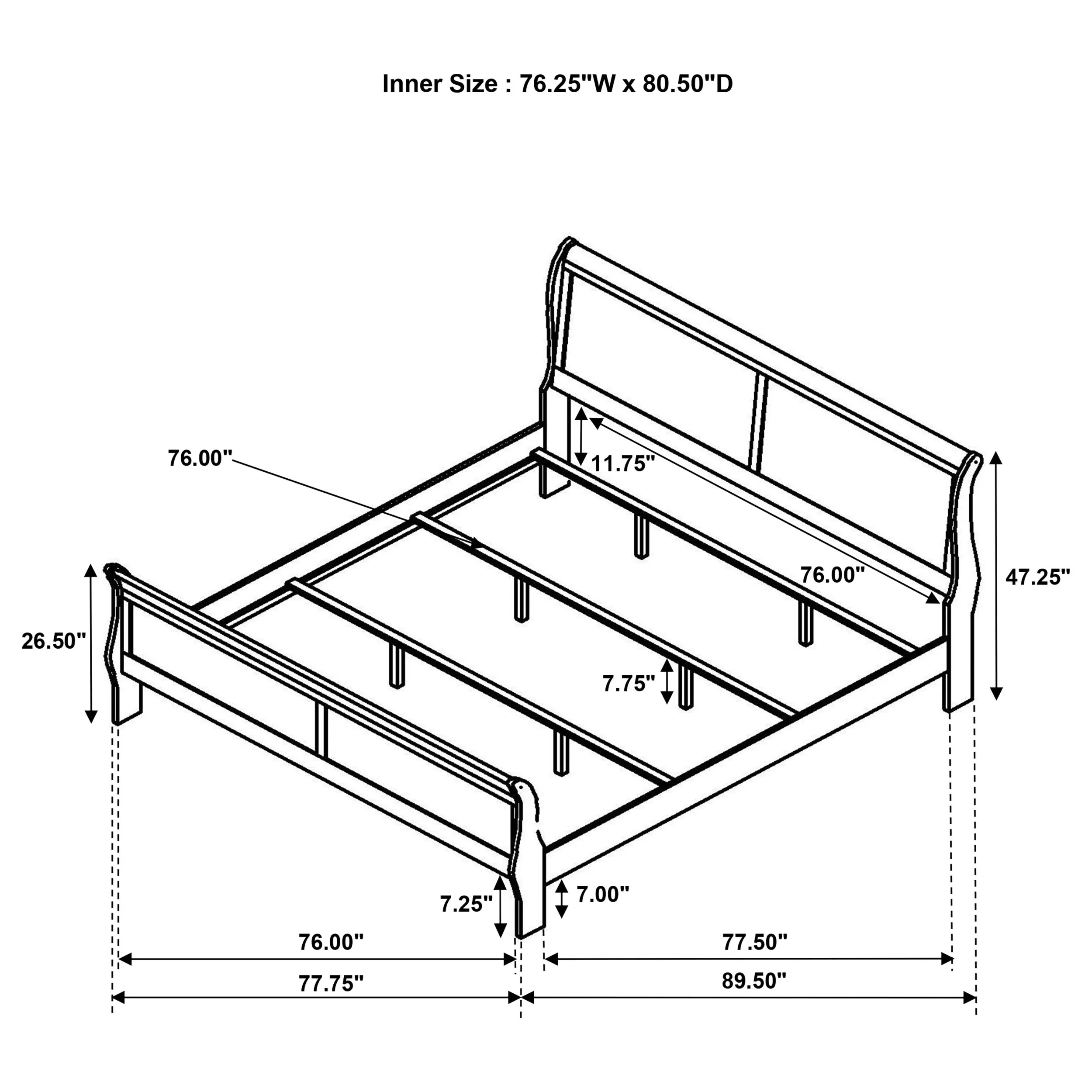 Louis Philippe Wood Sleigh Bed - Image 54