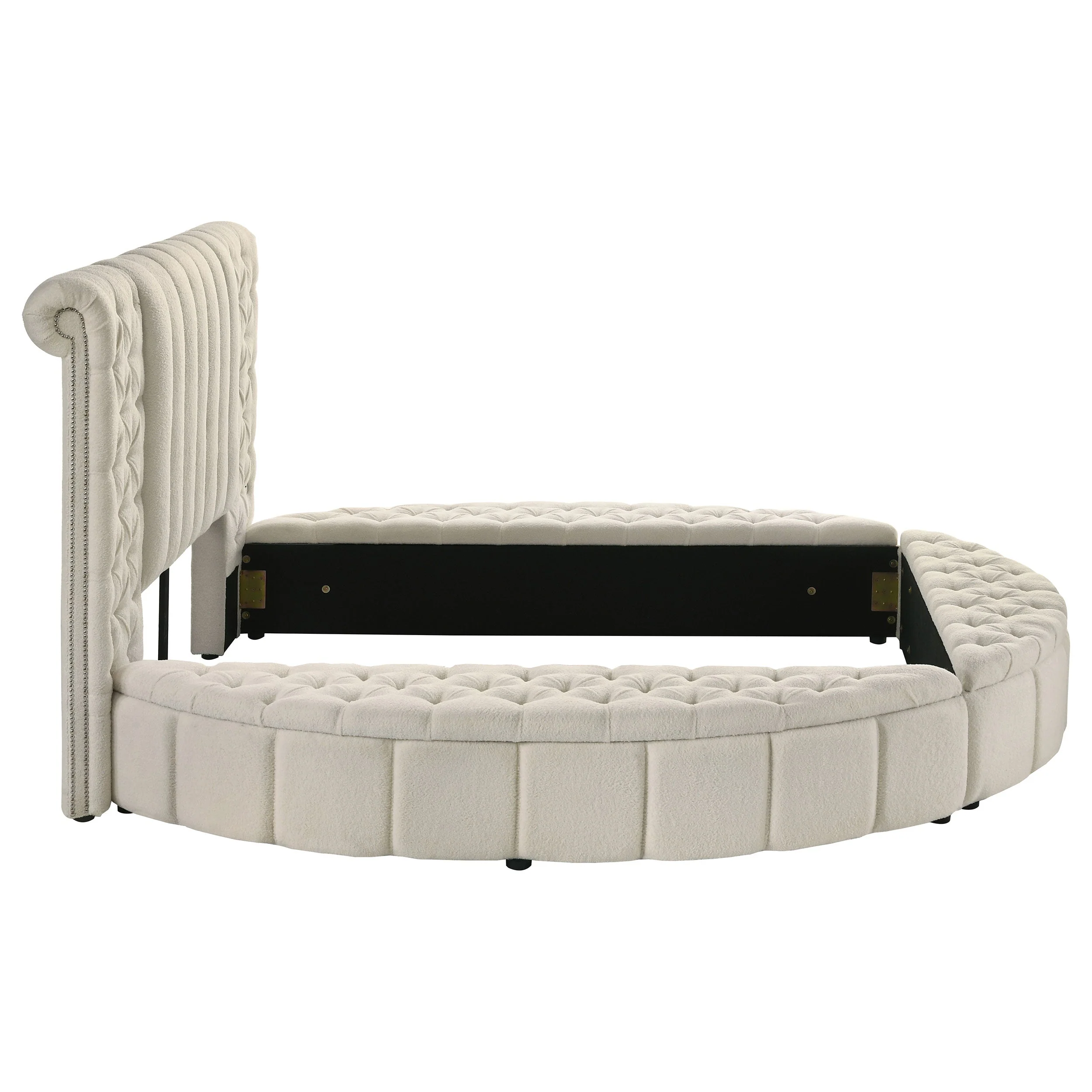 Sonya Upholstered Round Storage Bed Ivory - Image 17