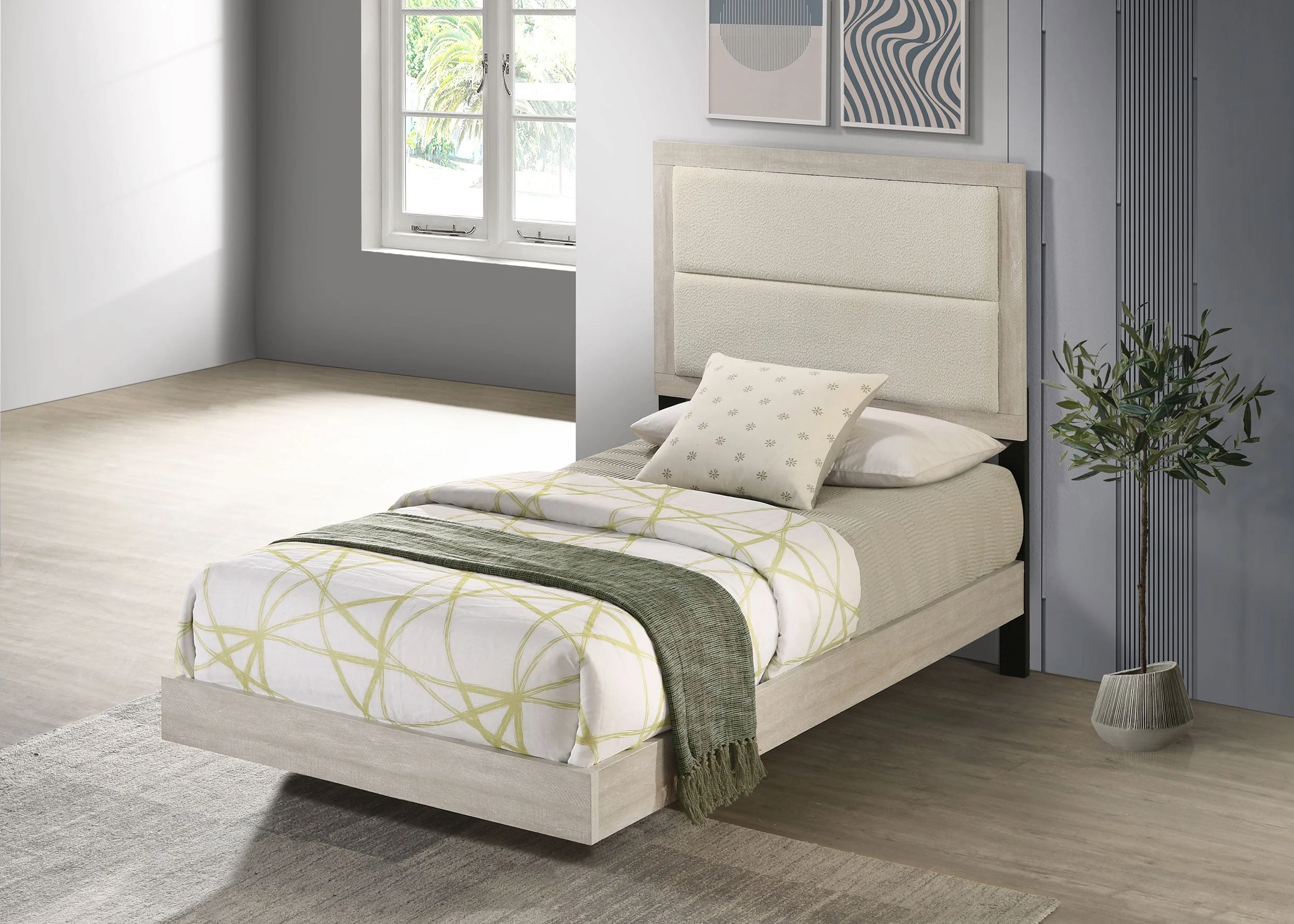 Trenton 54-inch Wood Panel Bed Rustic Cream - Image 12