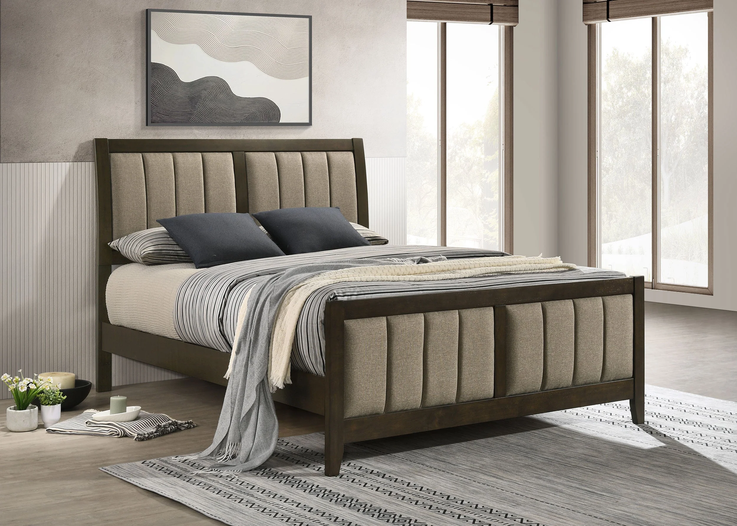 Wilkes 51-inch Upholstered Bed Dark Cocoa - Image 11